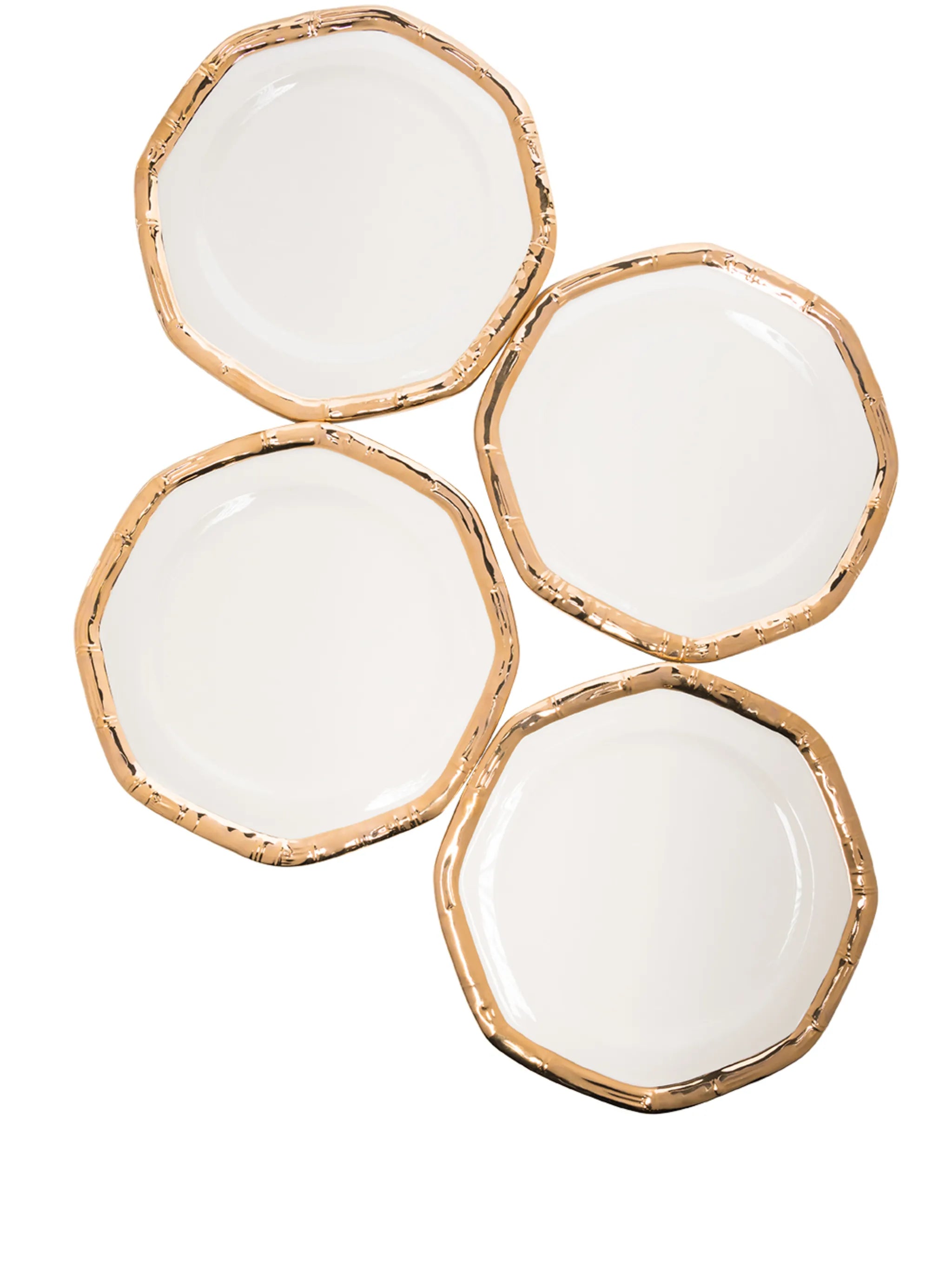 Bamboo set of four ceramic plates (27cm)