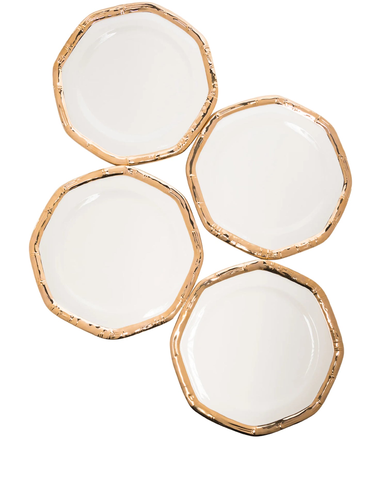 Bamboo set of four ceramic plates (27cm)