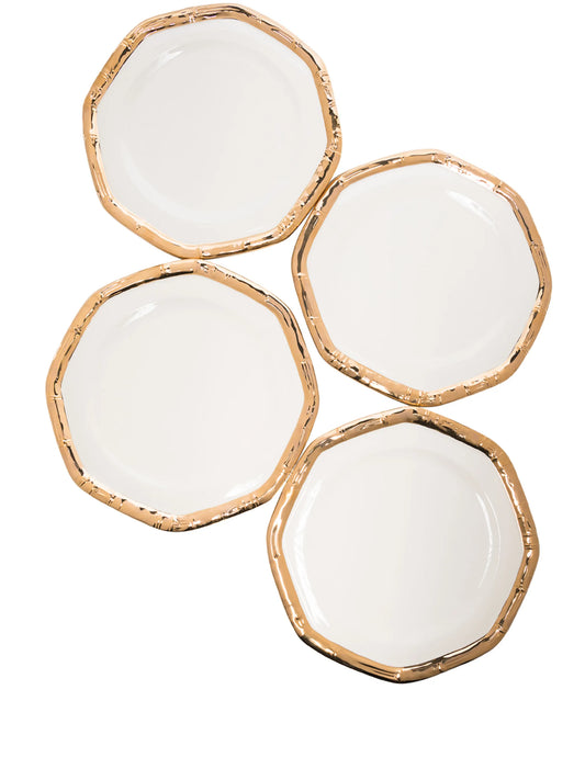 Bamboo set of four ceramic plates (27cm)