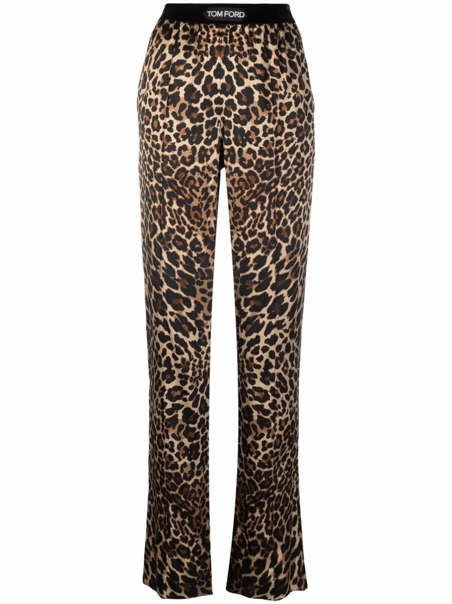 leopard-print straight-leg trousers