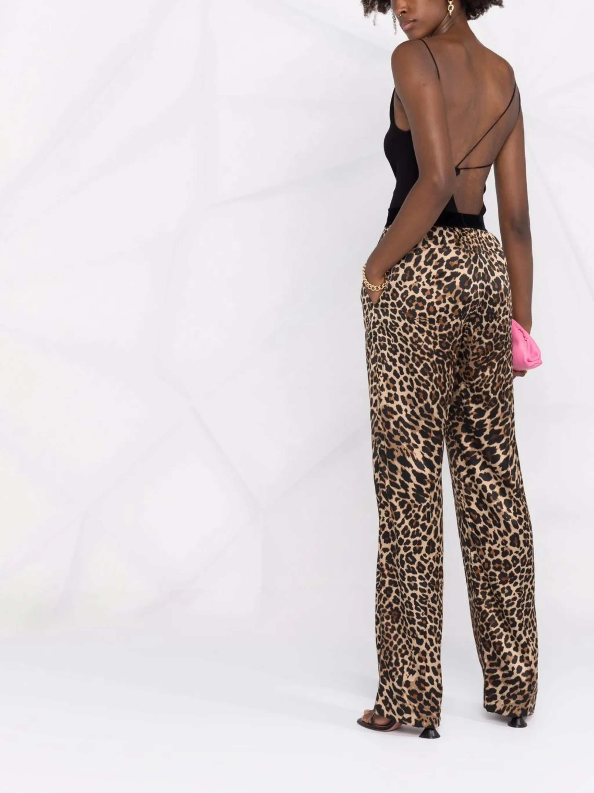 leopard-print straight-leg trousers