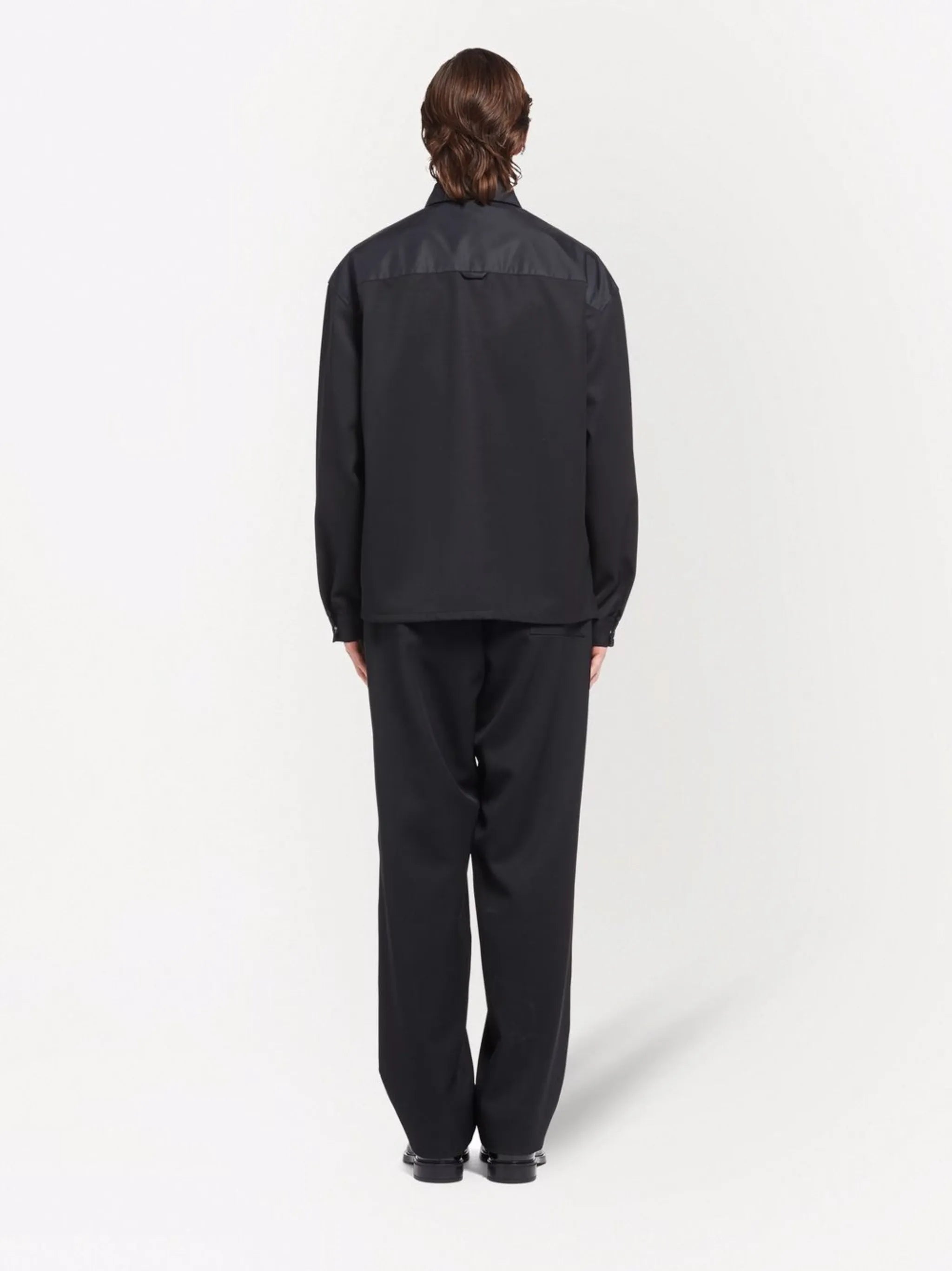 Re-Nylon zip-front logo-plaque shirt