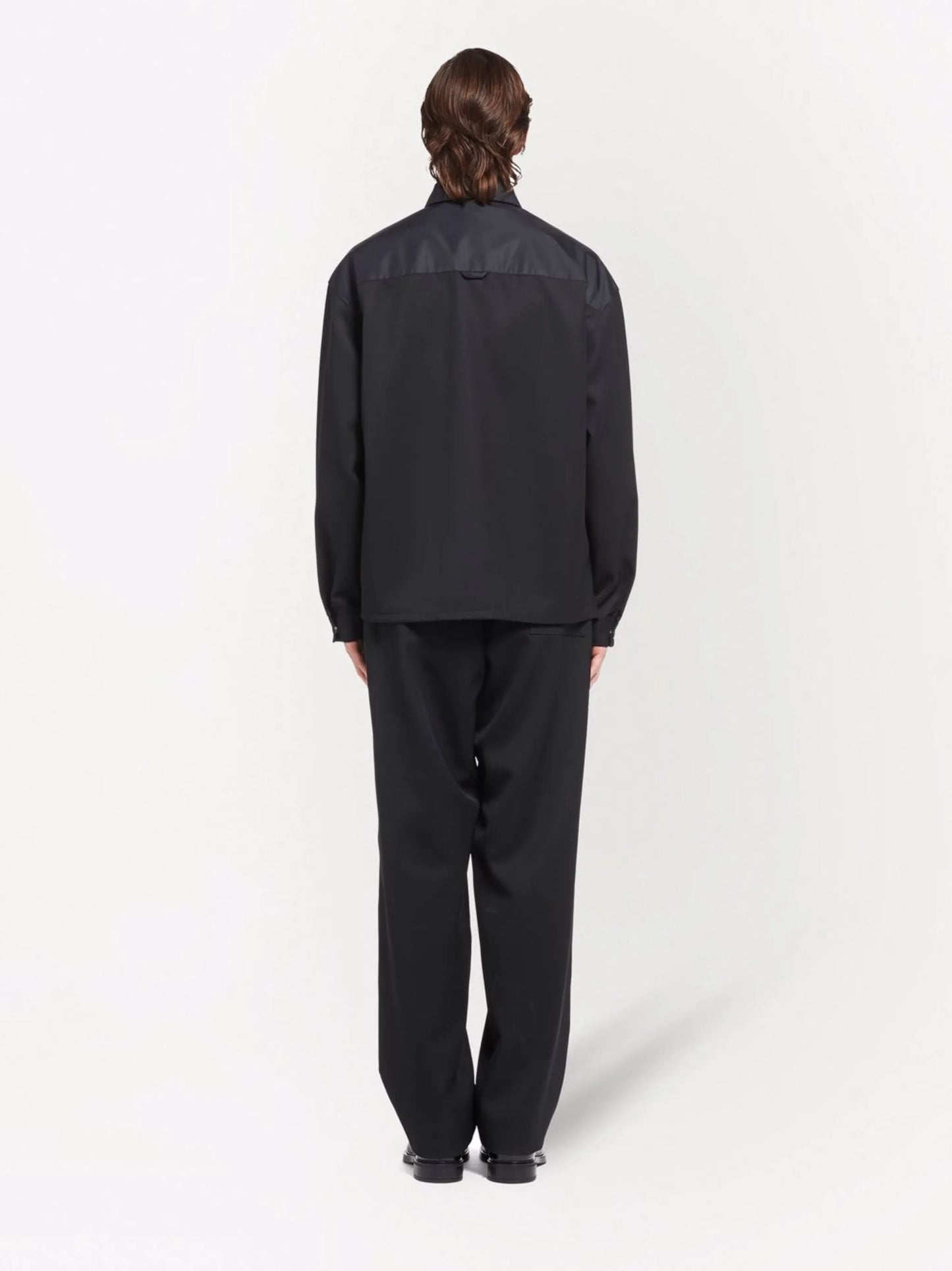Re-Nylon zip-front logo-plaque shirt