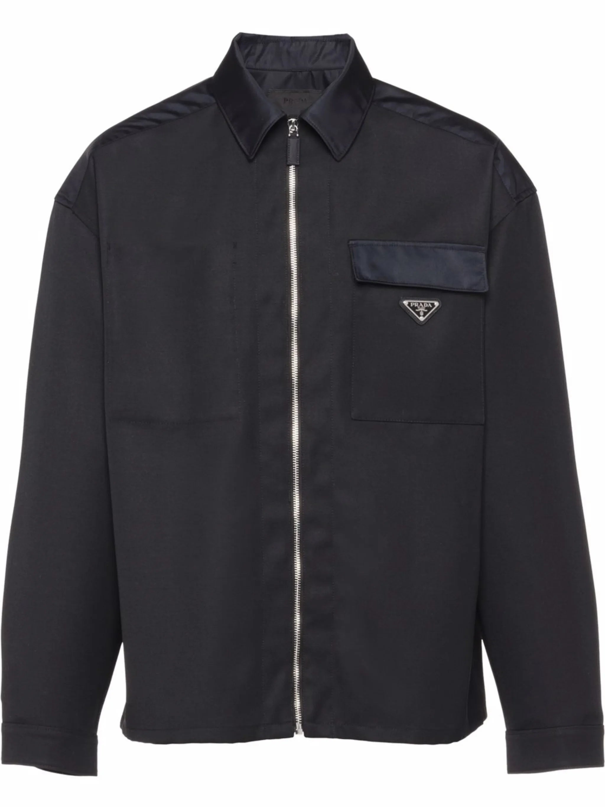 Re-Nylon zip-front logo-plaque shirt