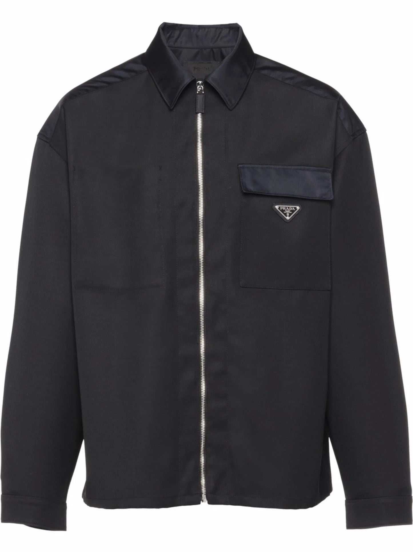Re-Nylon zip-front logo-plaque shirt