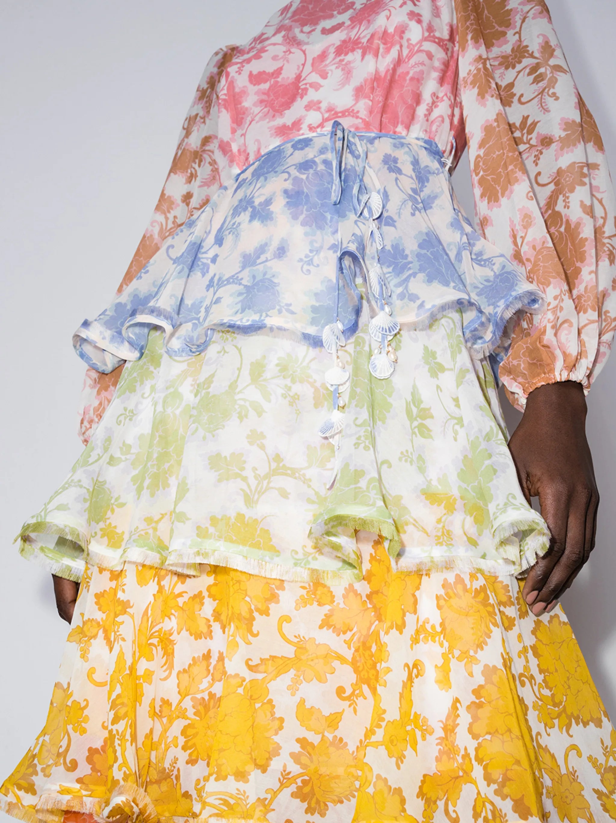 Postcard floral-print tiered dress