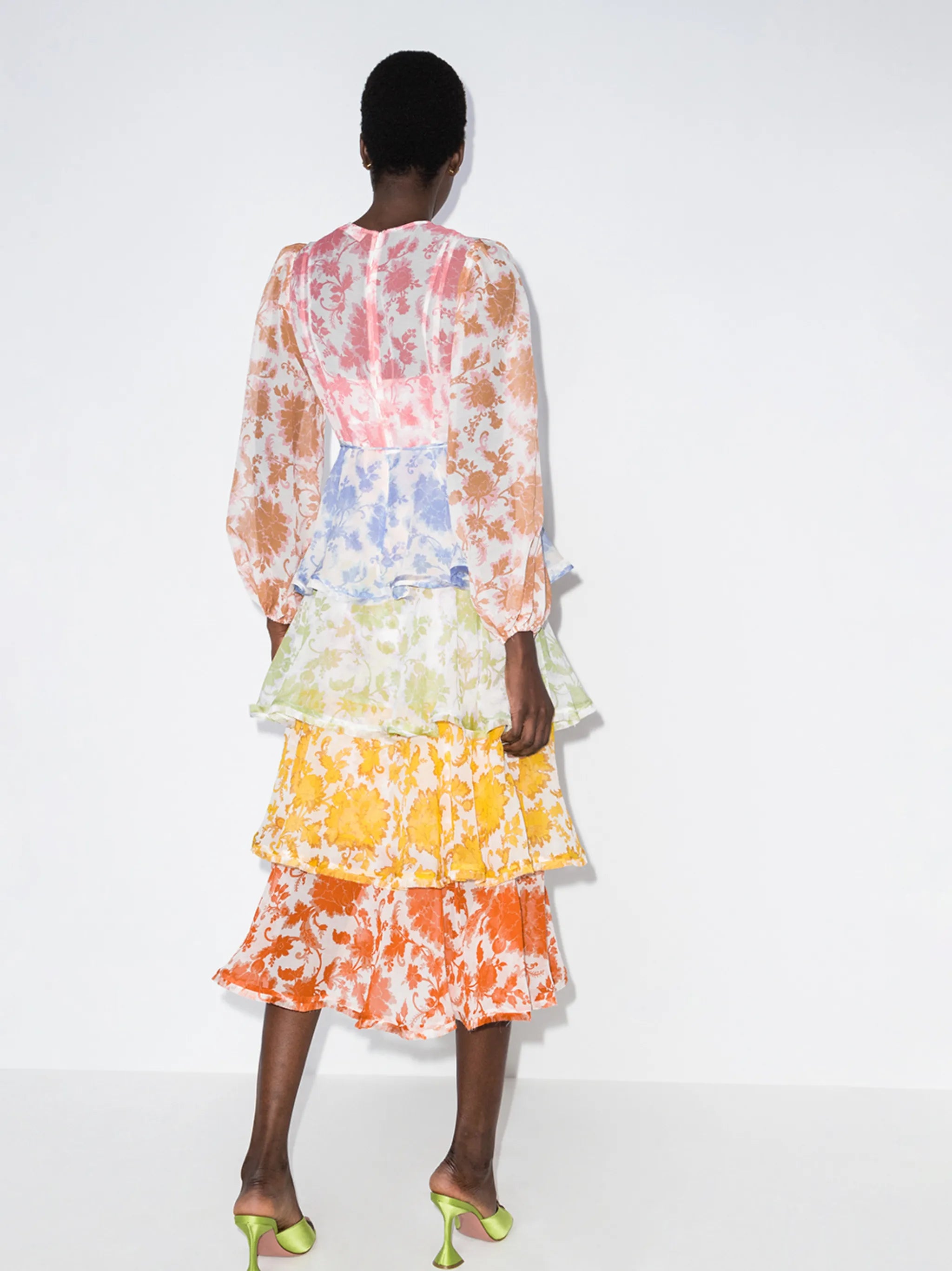 Postcard floral-print tiered dress