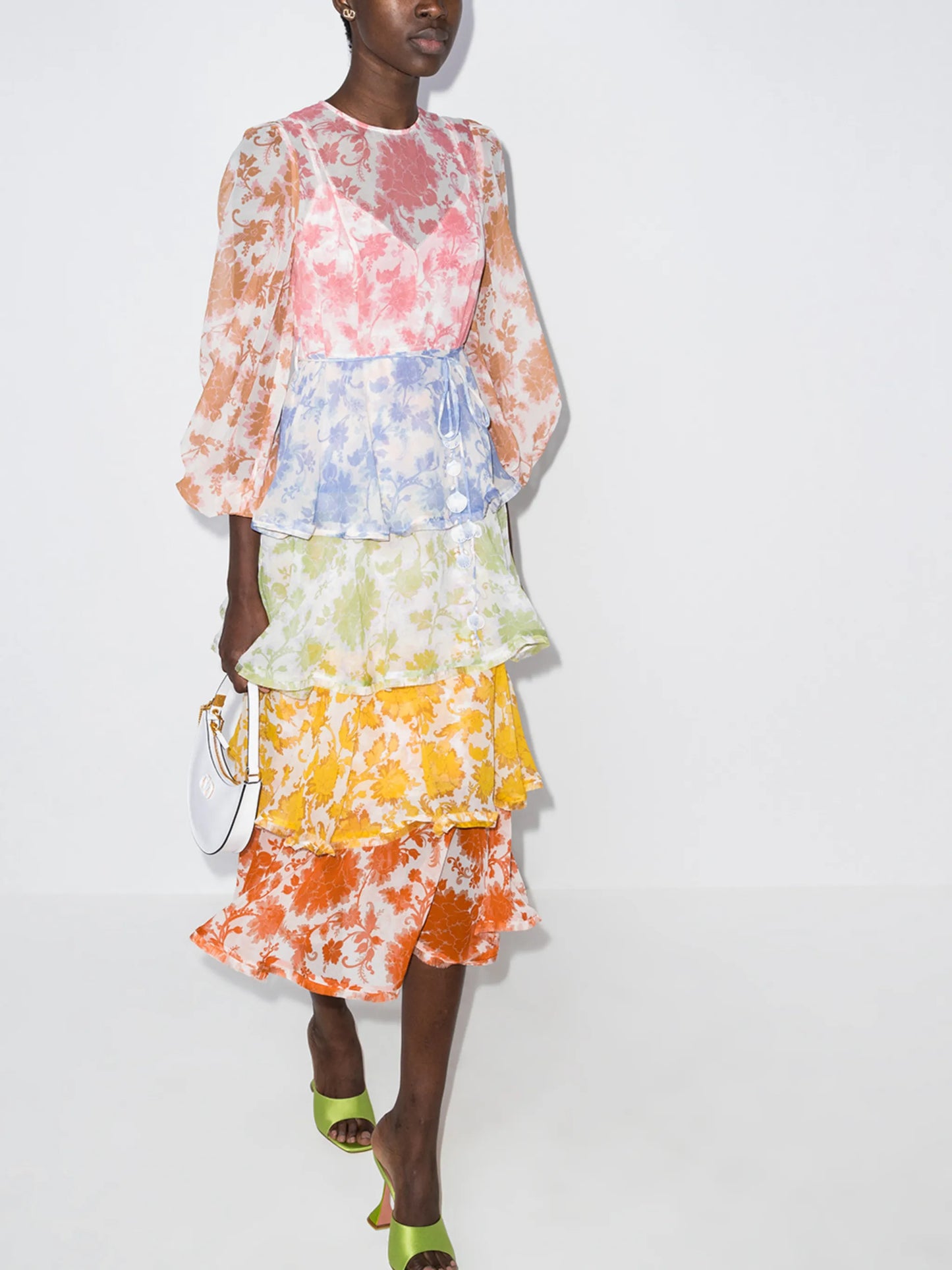 Postcard floral-print tiered dress