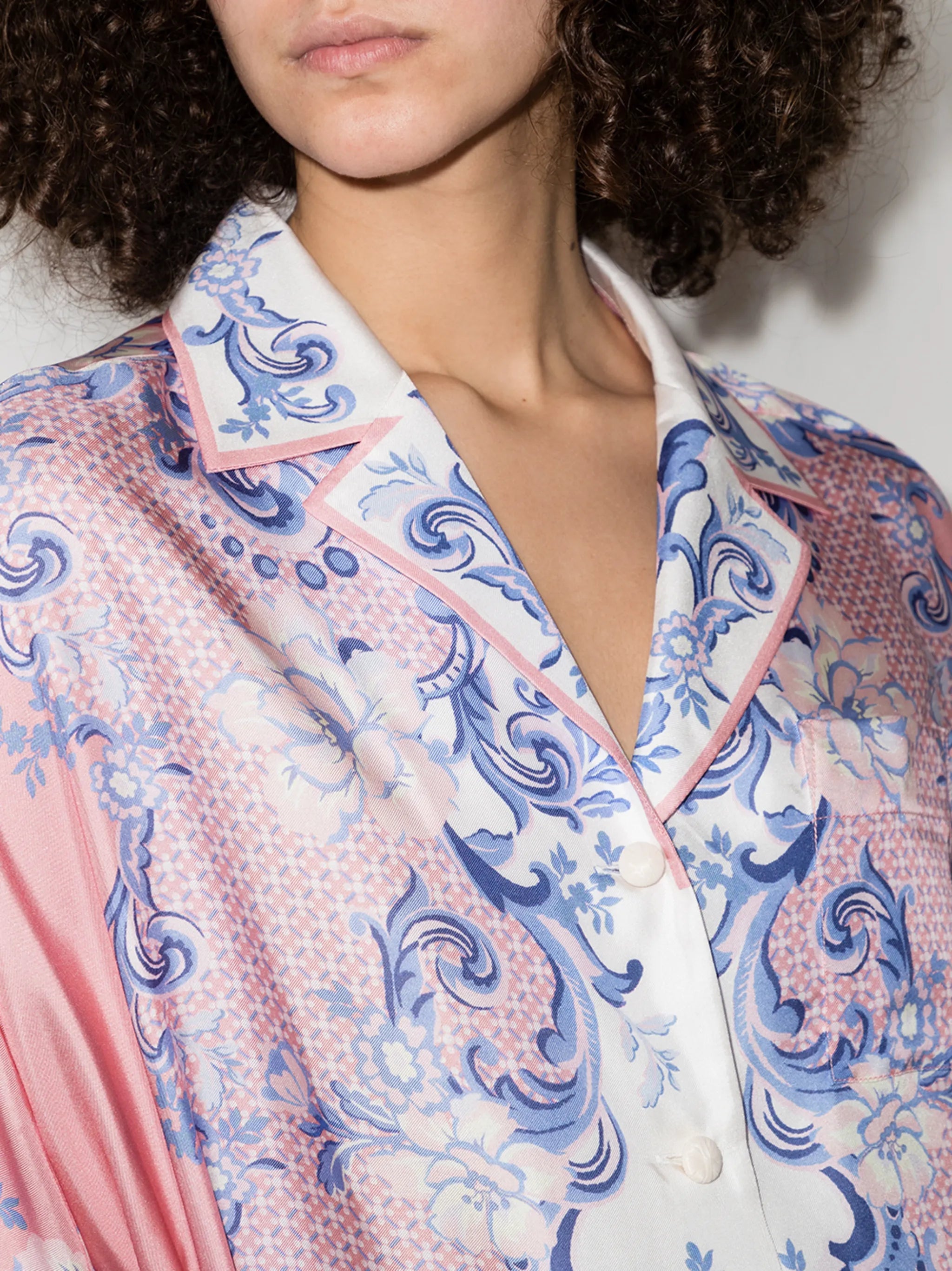 motif-print belted shirt
