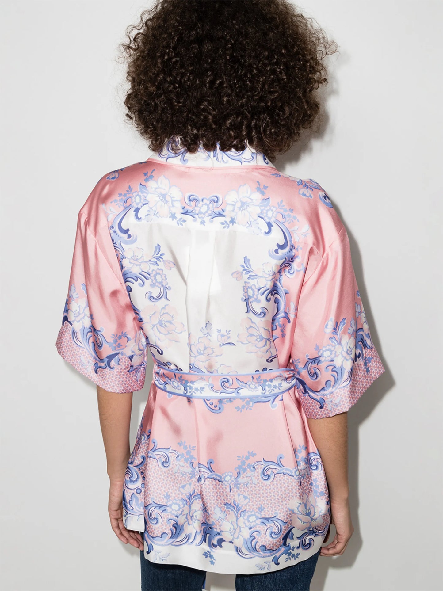 motif-print belted shirt