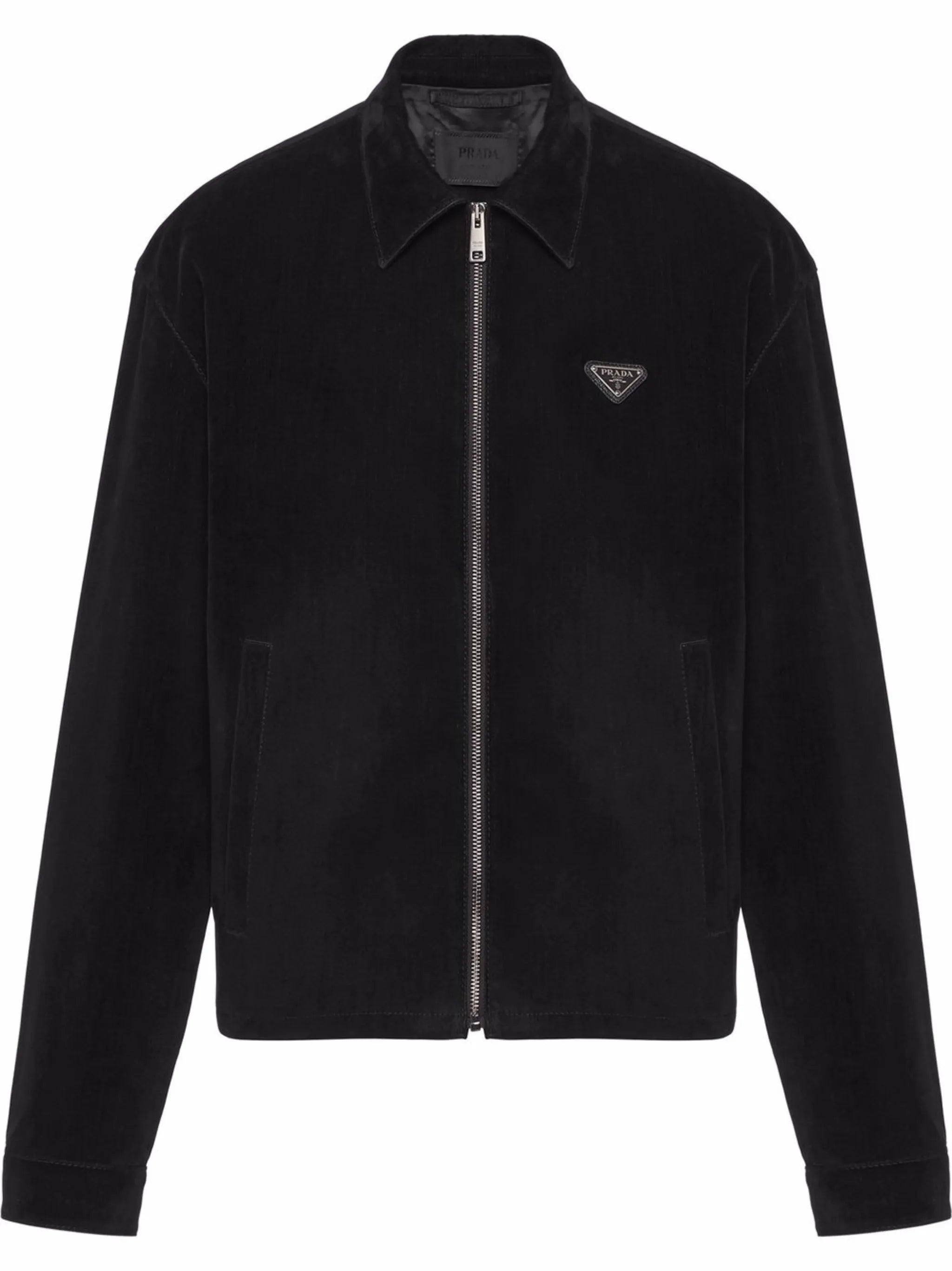 velvet zip-up denim jacket