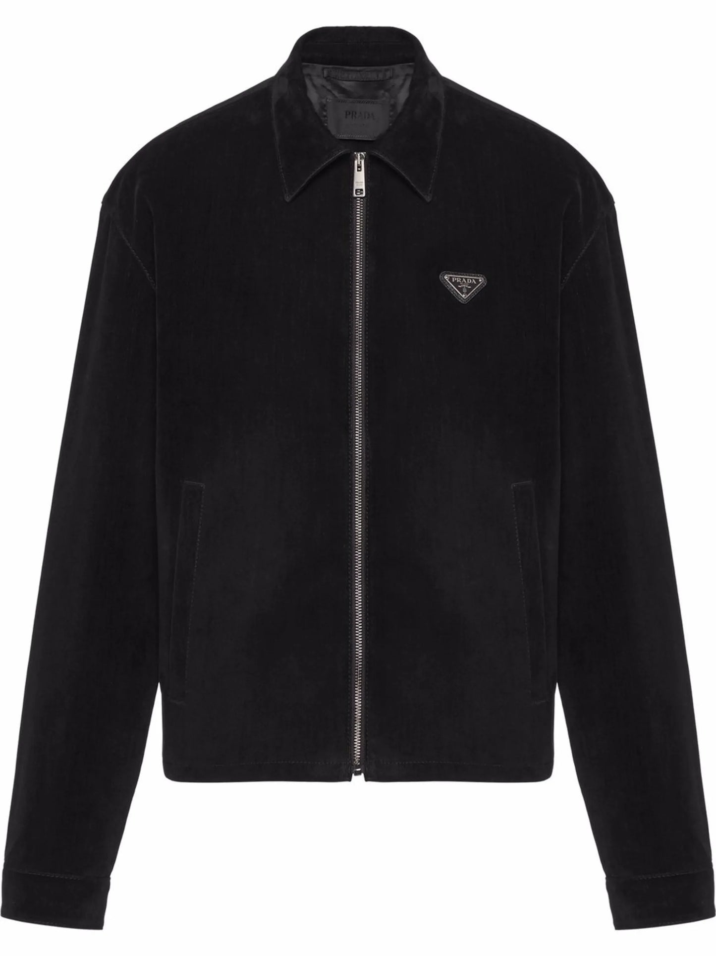 velvet zip-up denim jacket