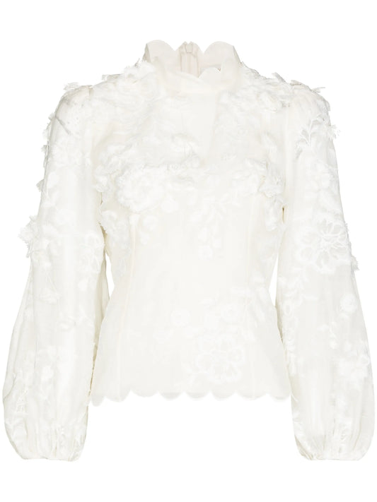 3D petals sheer blouse