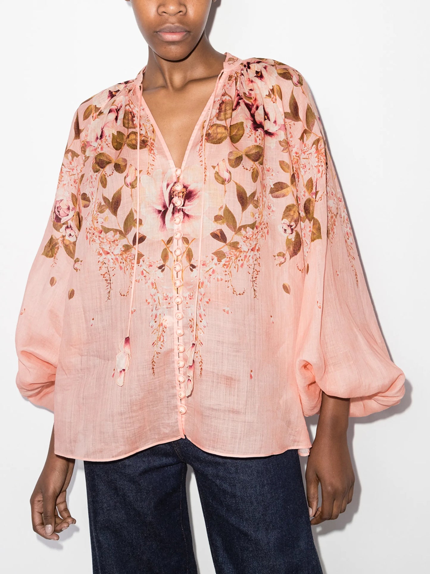Rosa floral-print linen blouse