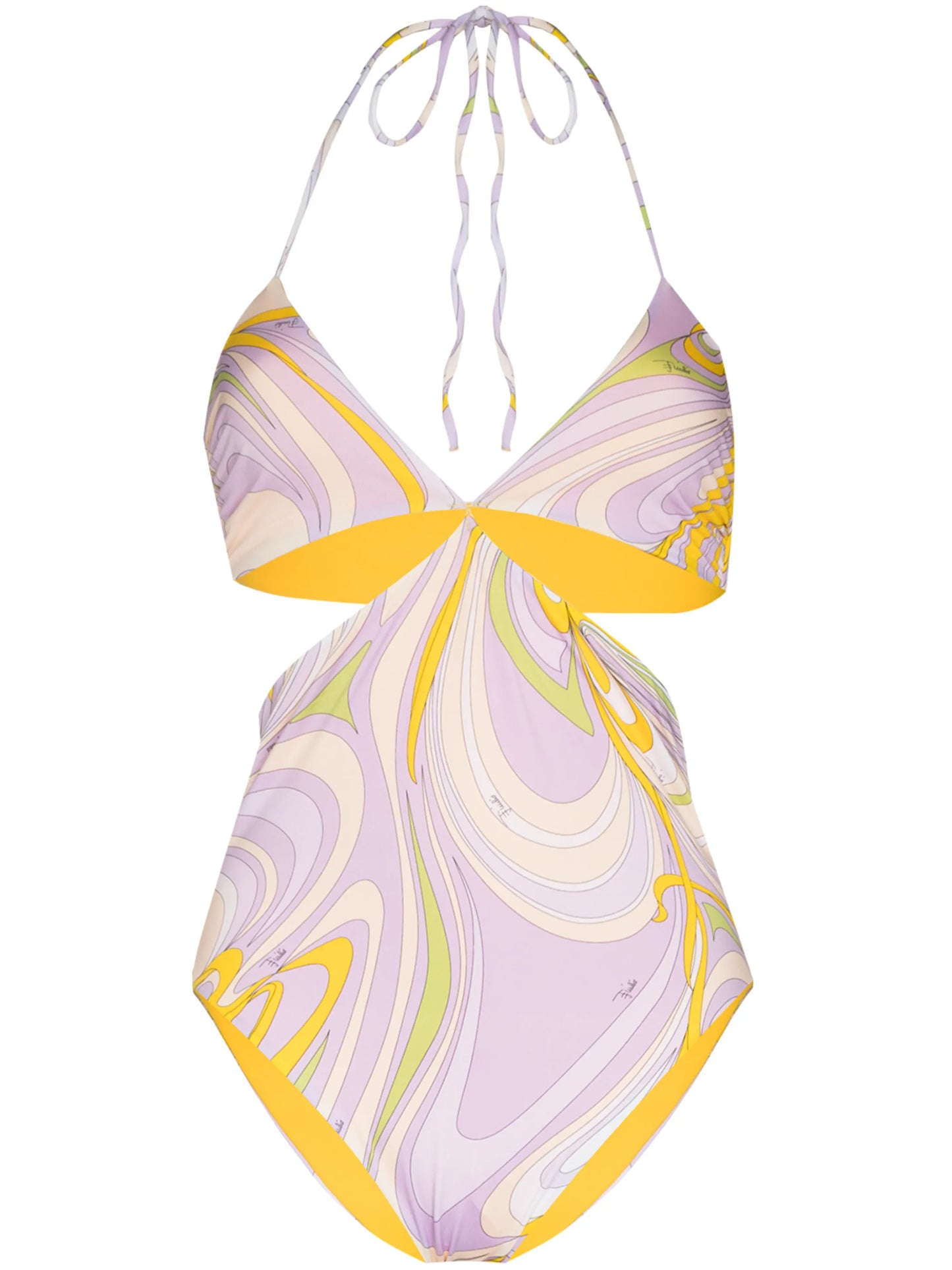 Onde print cut-out swimsuit
