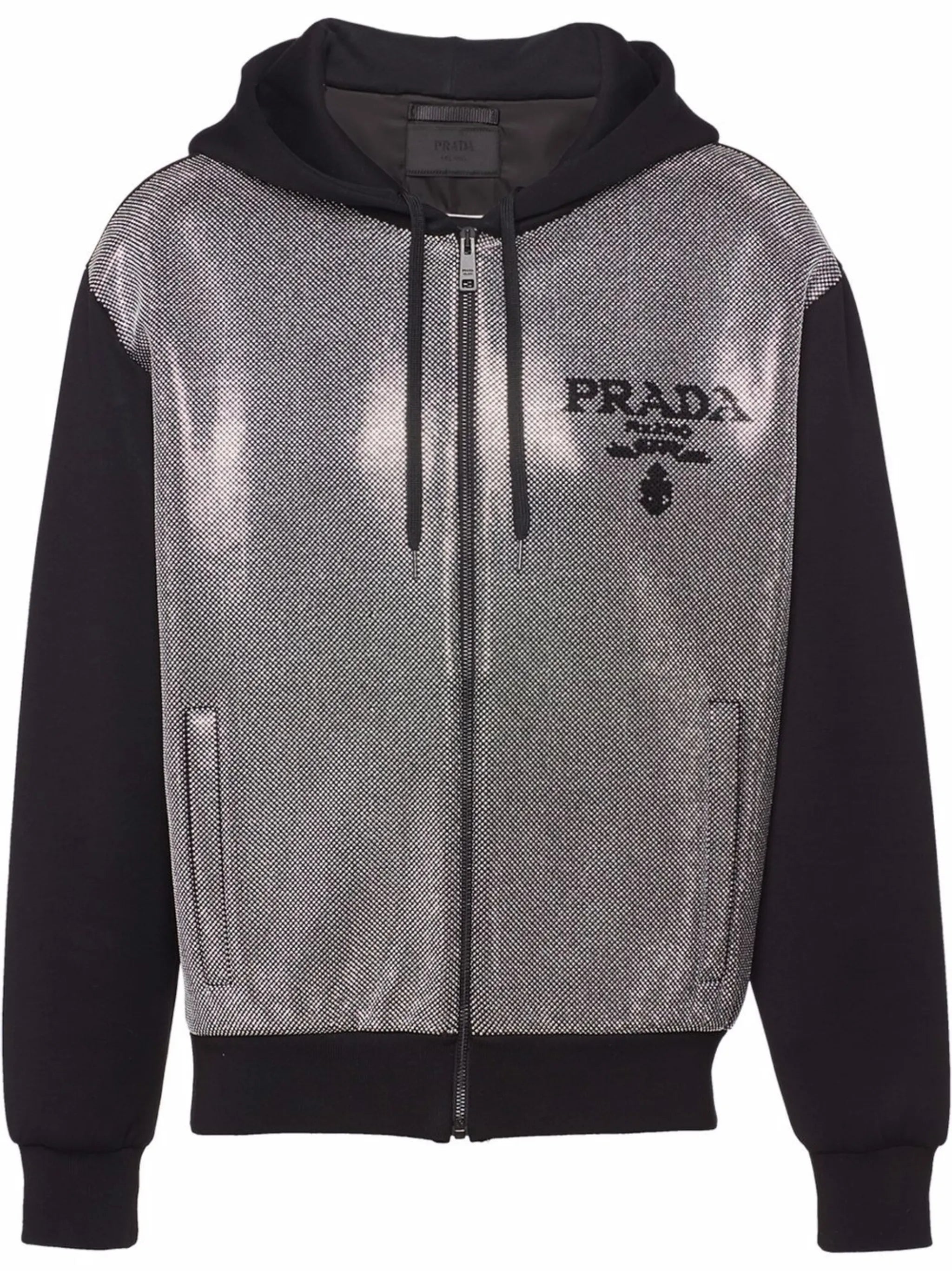 studded-front logo zip hoodie