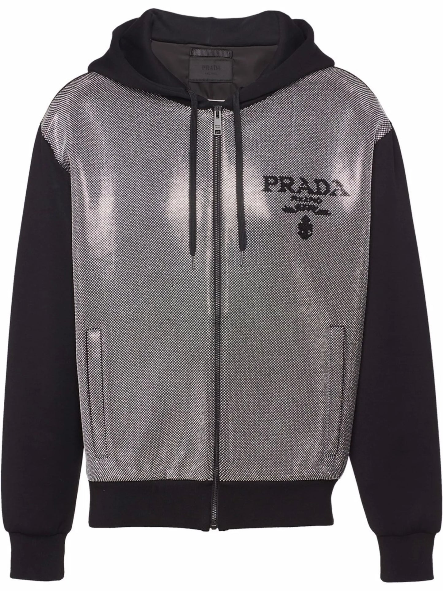 studded-front logo zip hoodie