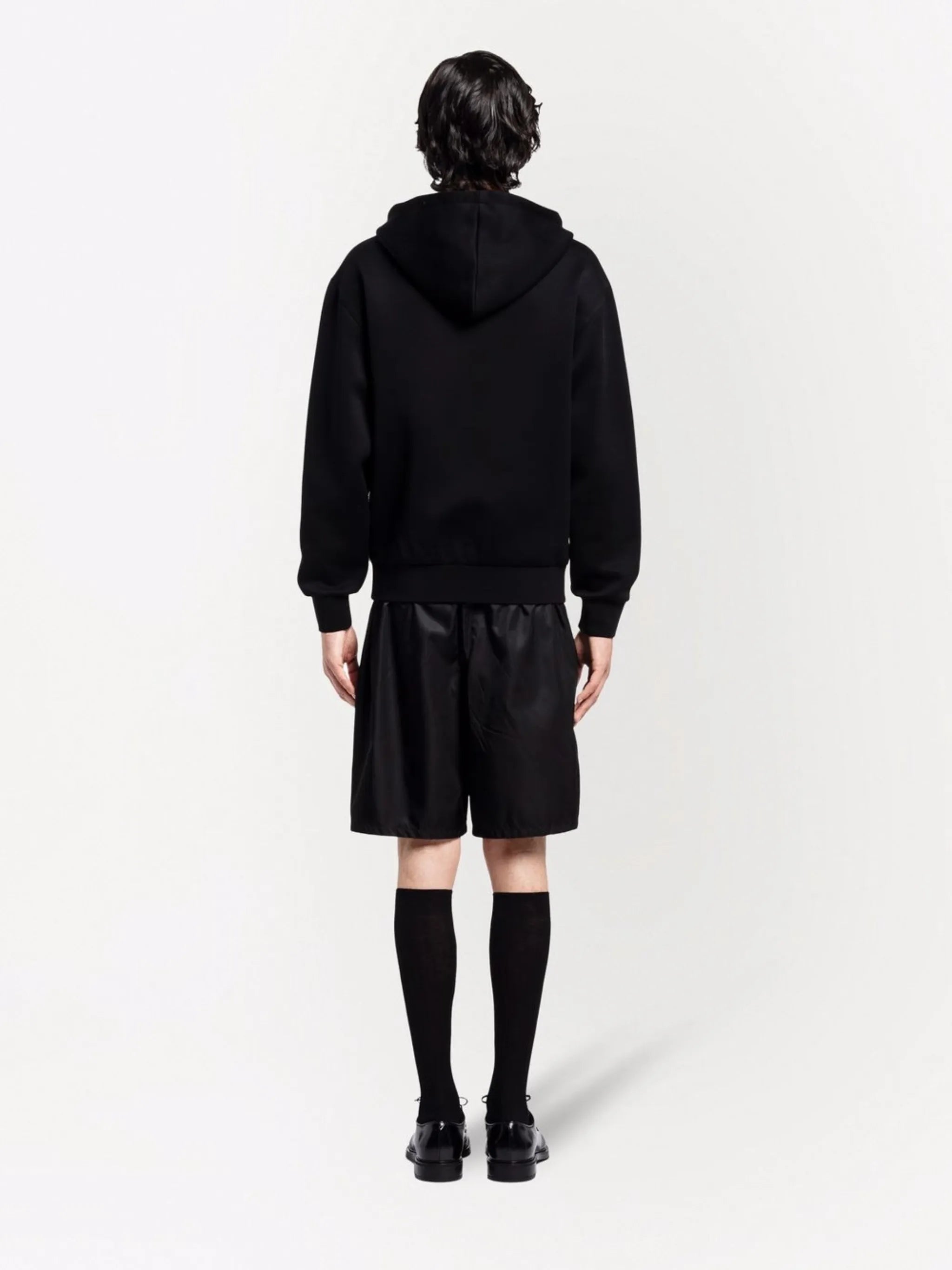 studded-front logo zip hoodie