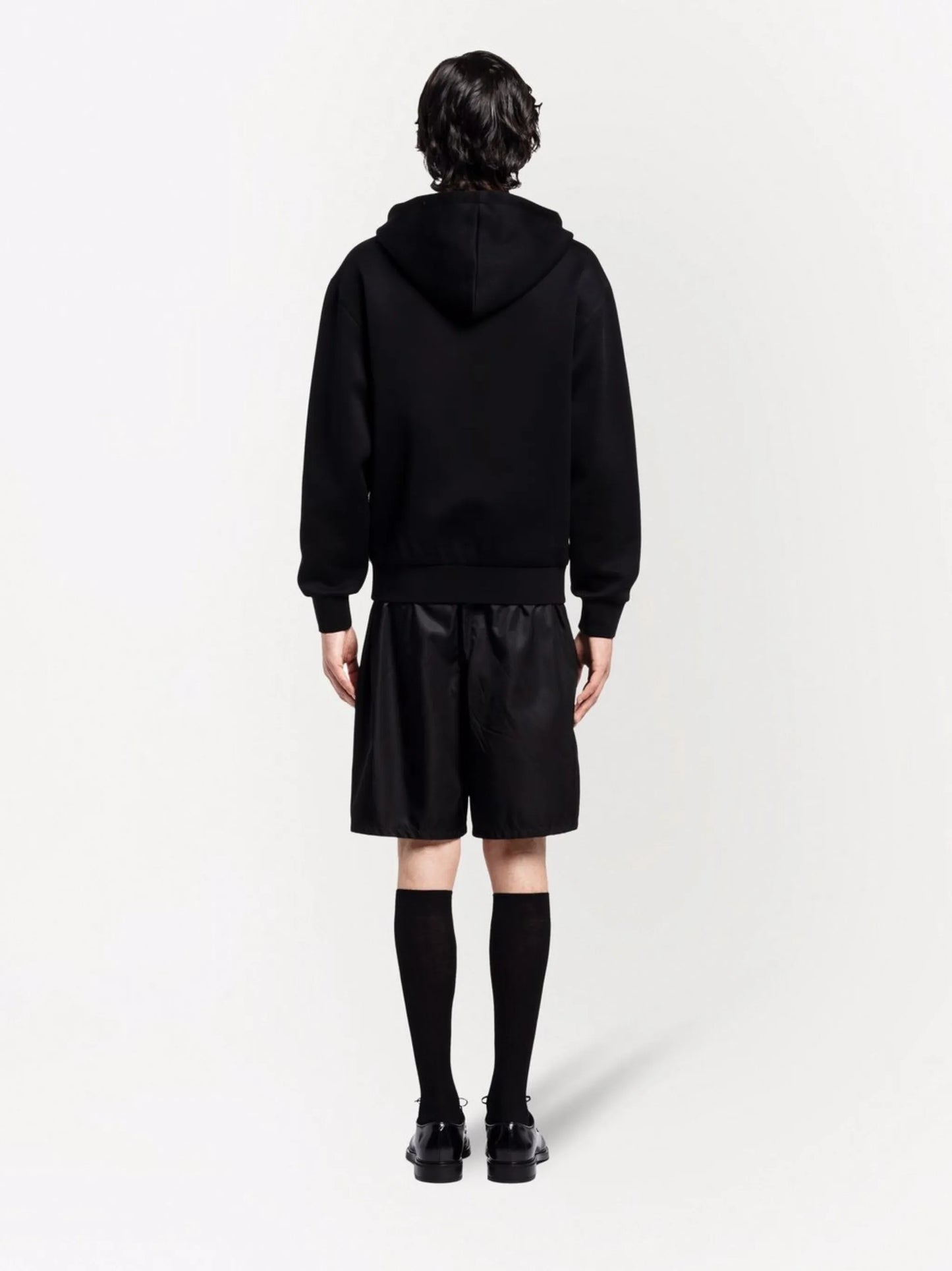 studded-front logo zip hoodie