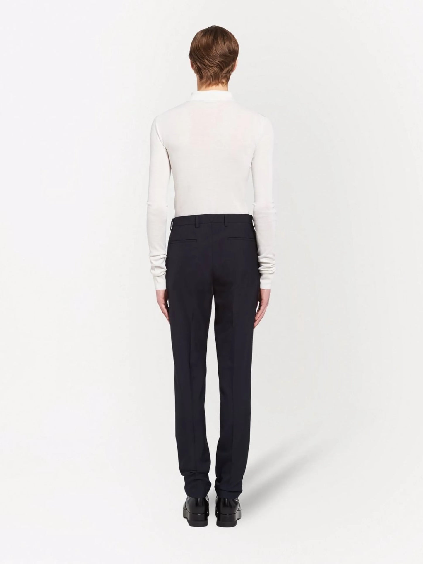 pressed-crease tailored trousers
