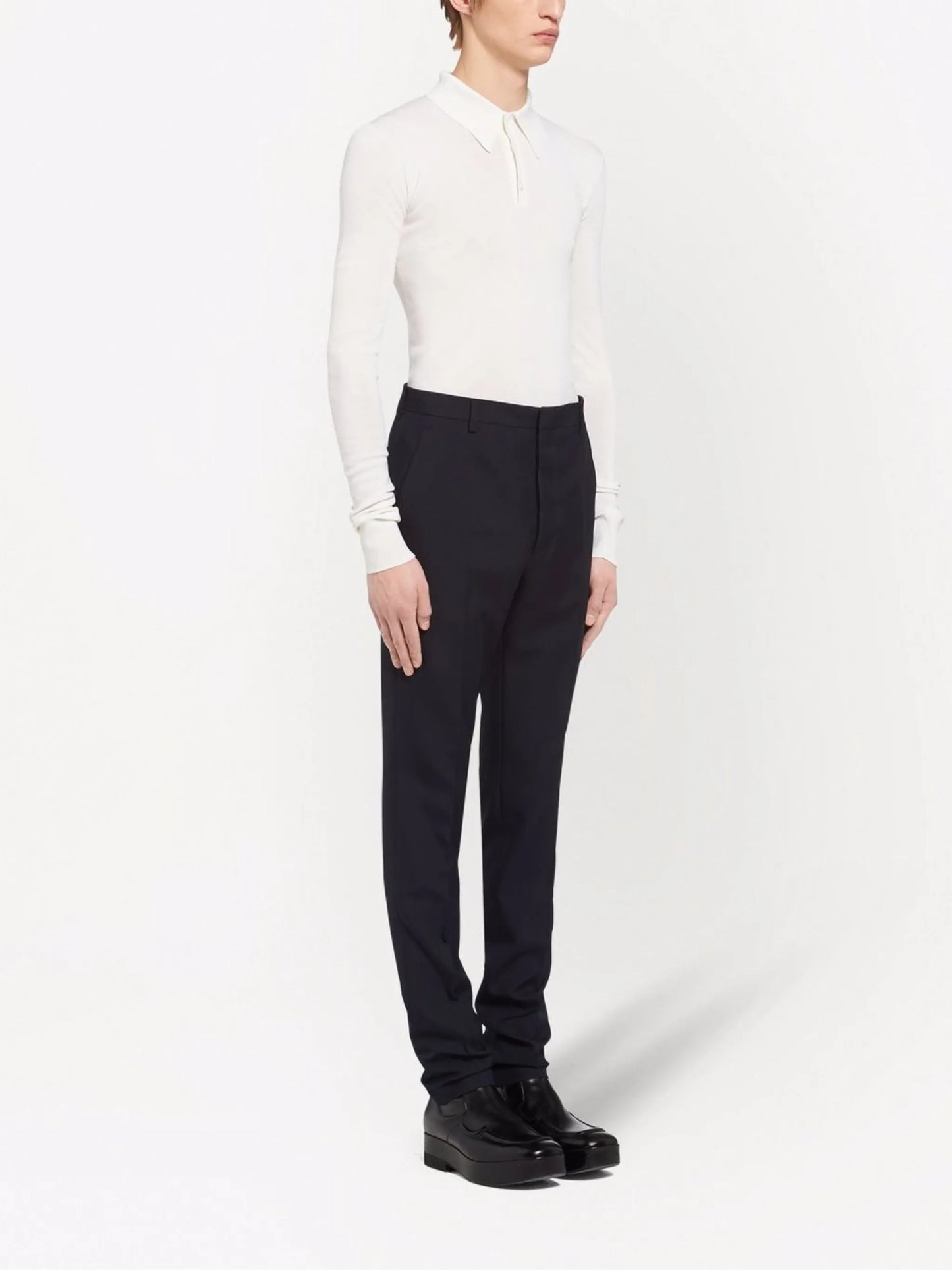 pressed-crease tailored trousers