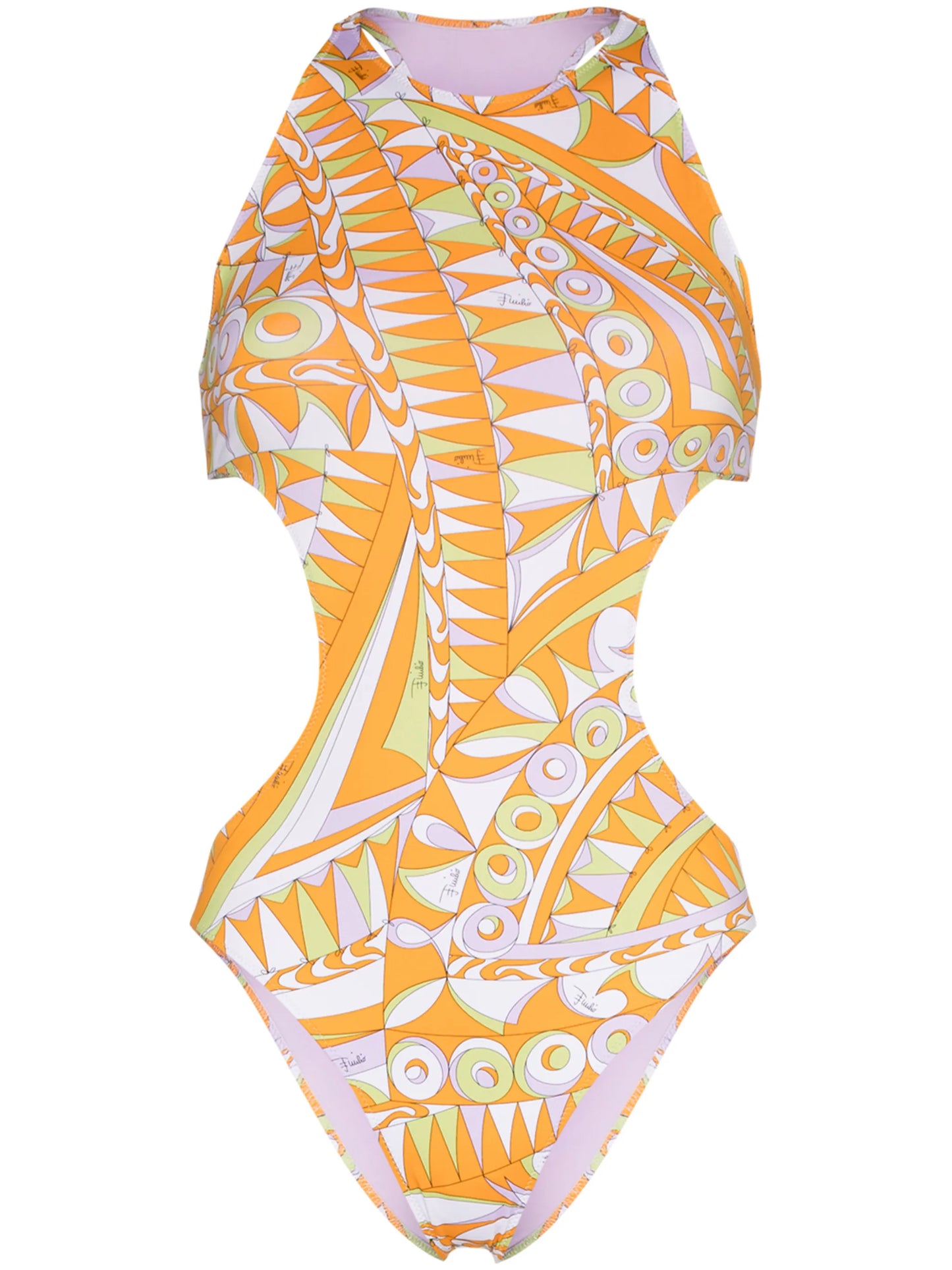 Bandierine-print cut-out swimsuit