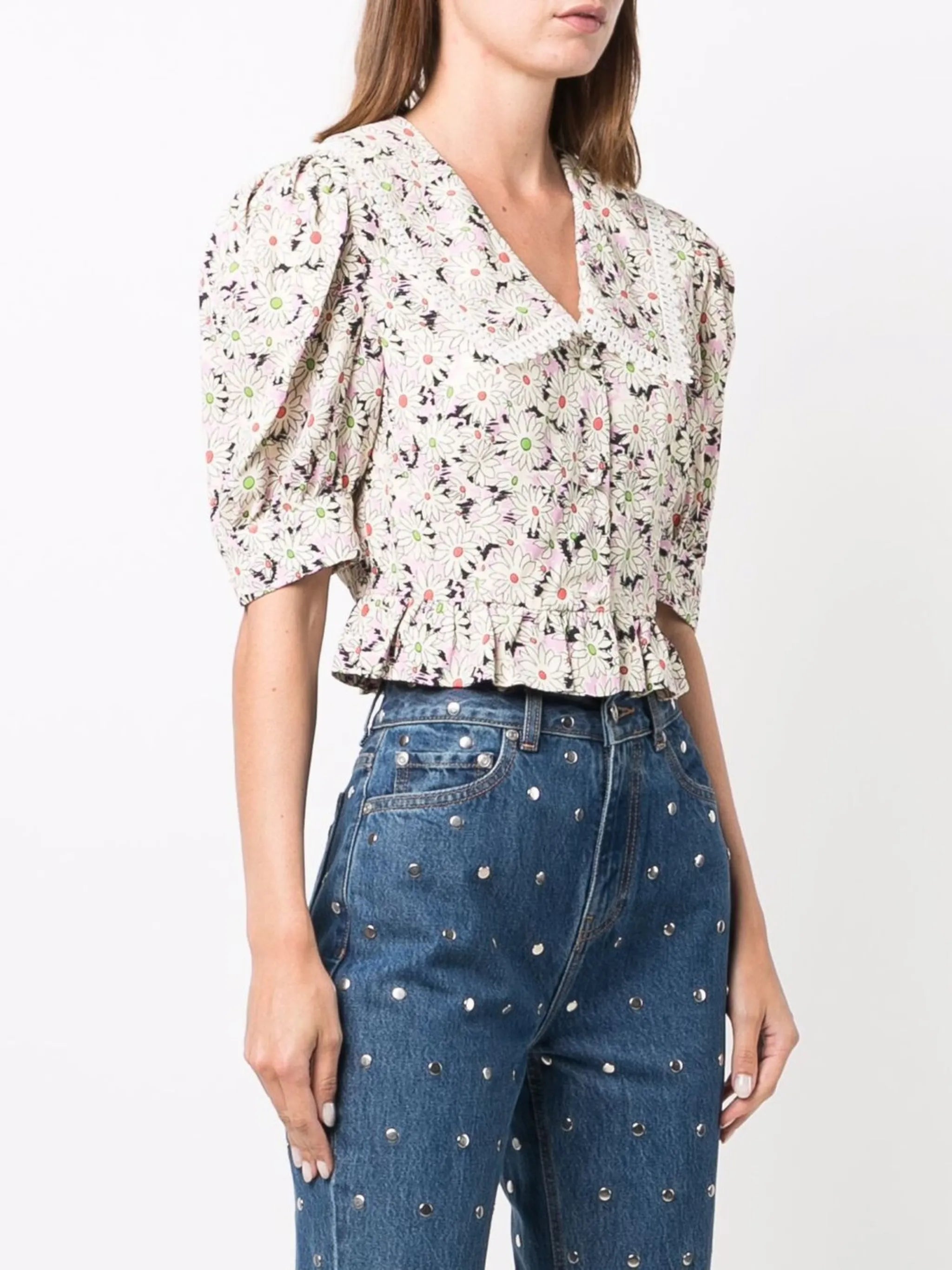 floral short-sleeve blouse