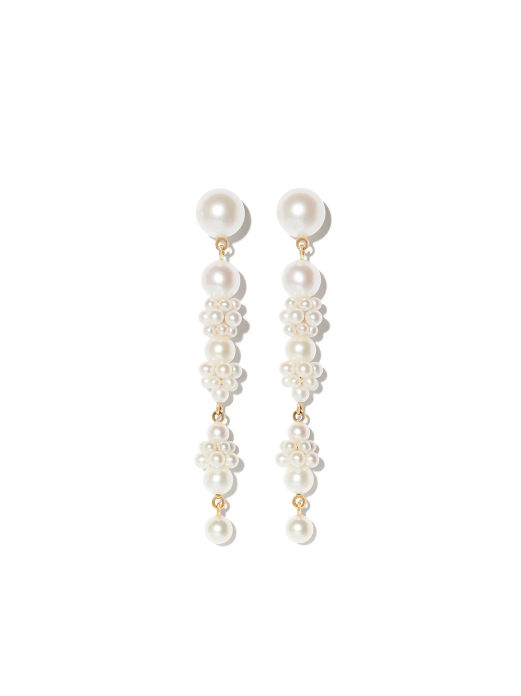 14K yellow gold Tulip pearl drop earrings