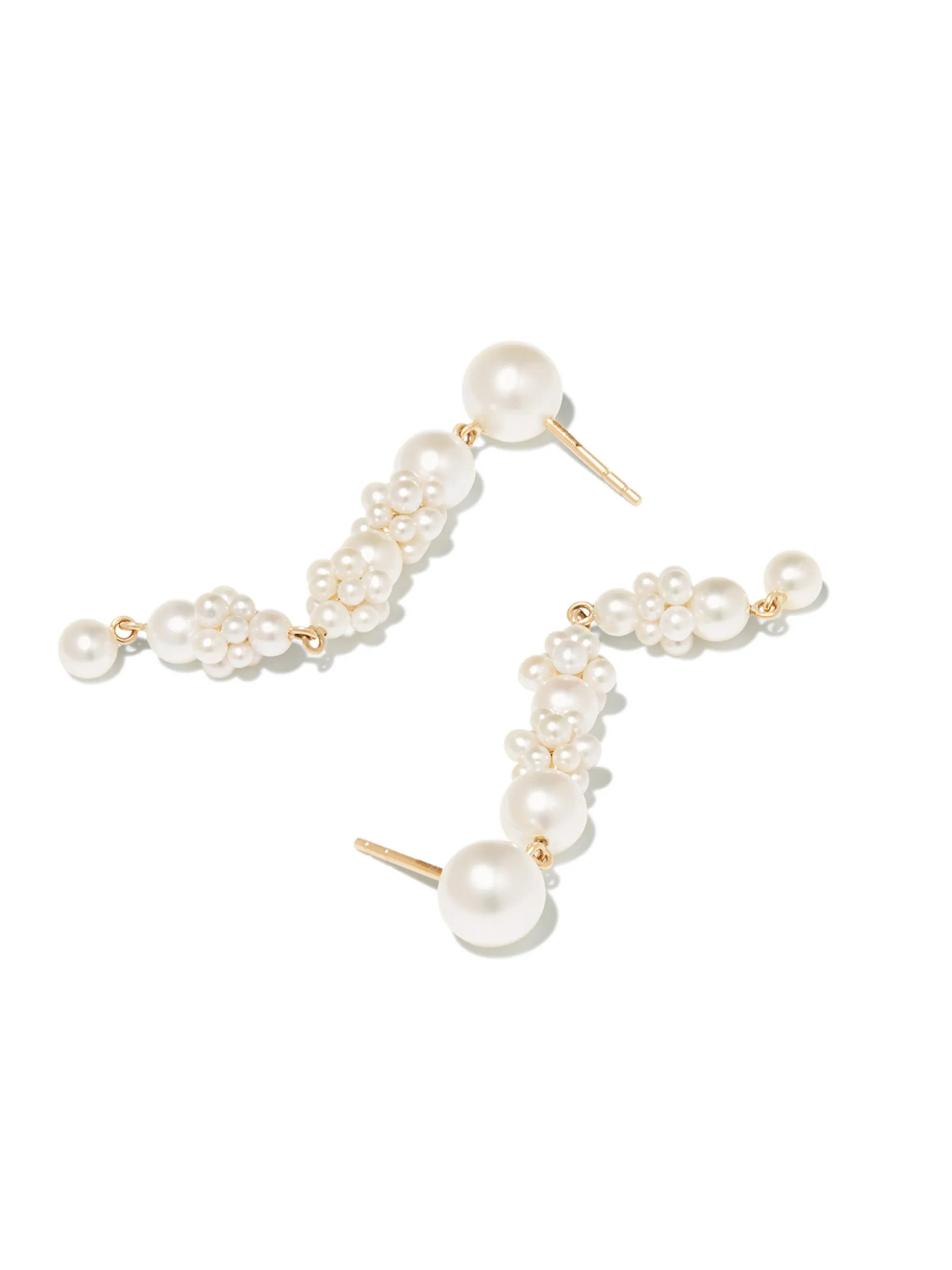 14K yellow gold Tulip pearl drop earrings