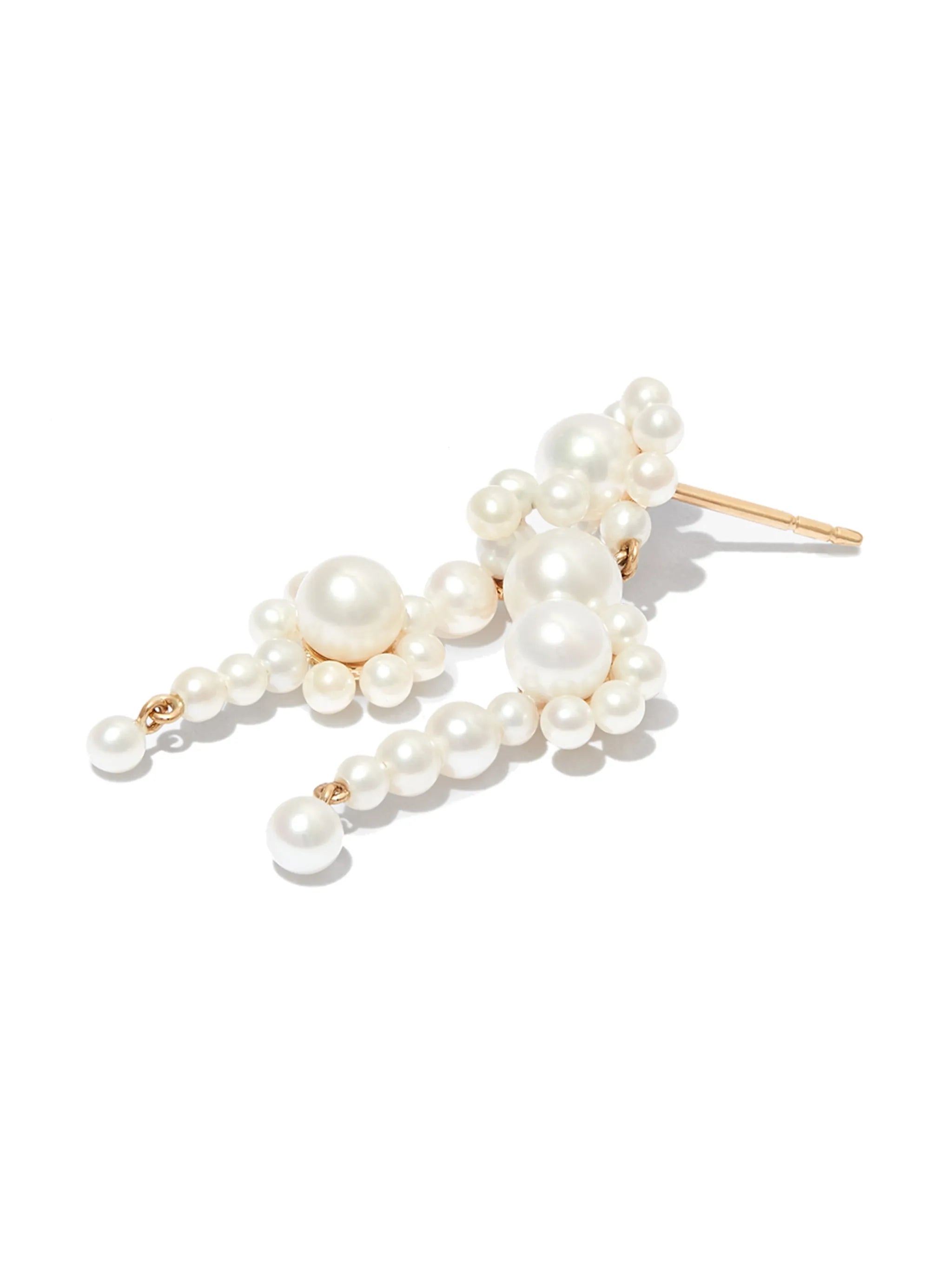 14kt yellow gold pearl chandelier earring