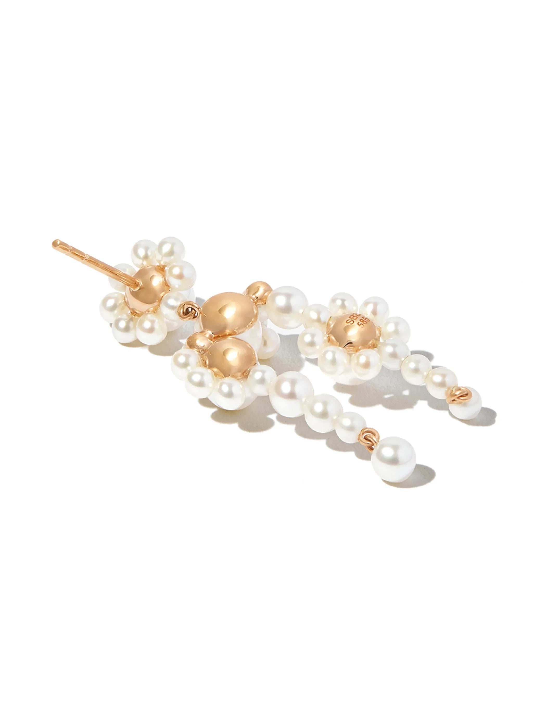 14kt yellow gold pearl chandelier earring