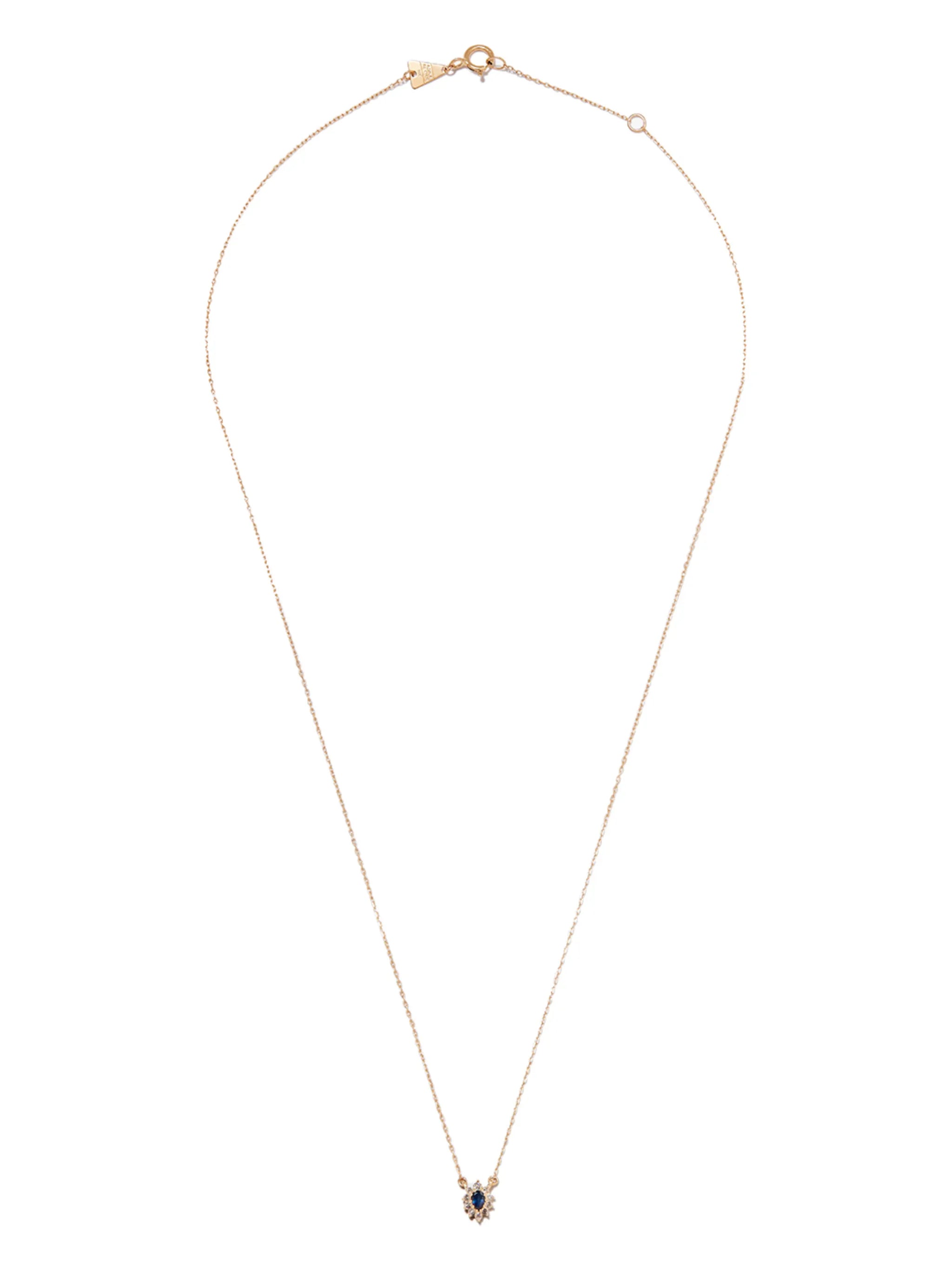 14kt yellow gold diamond and sapphire Diana pendant necklace