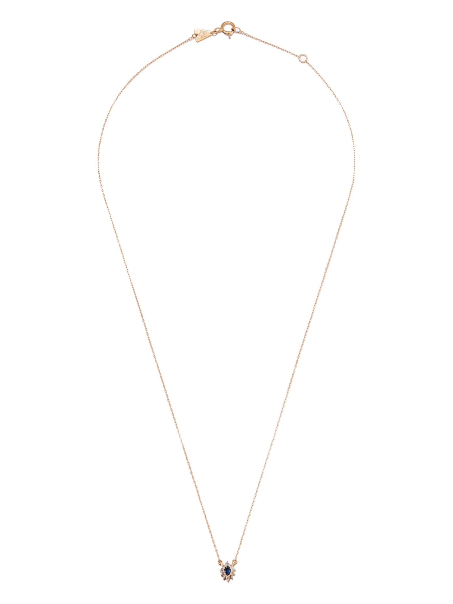 14kt yellow gold diamond and sapphire Diana pendant necklace