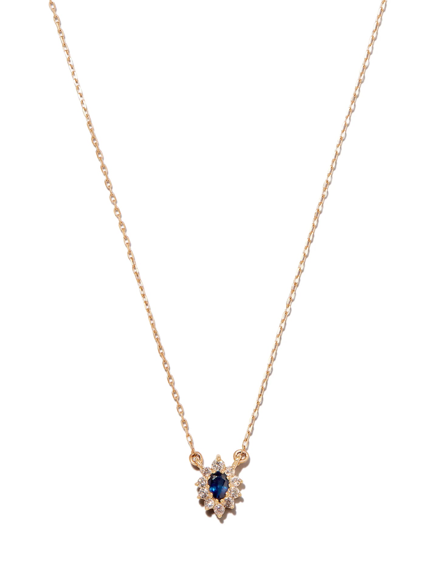 14kt yellow gold diamond and sapphire Diana pendant necklace