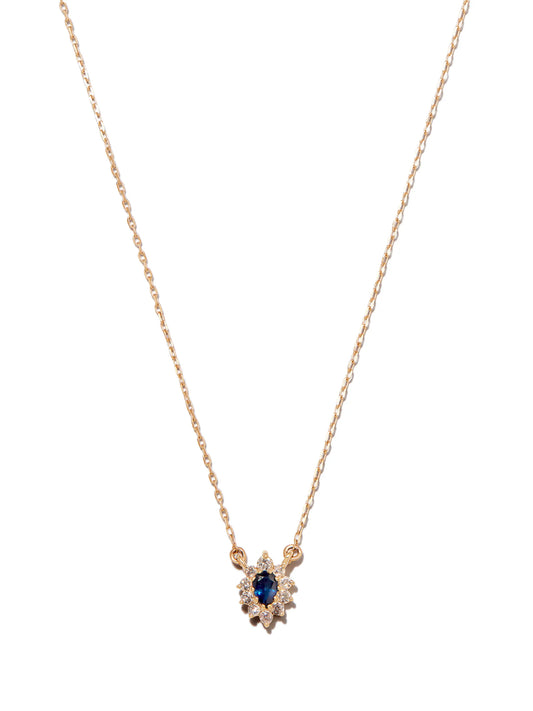 14kt yellow gold diamond and sapphire Diana pendant necklace