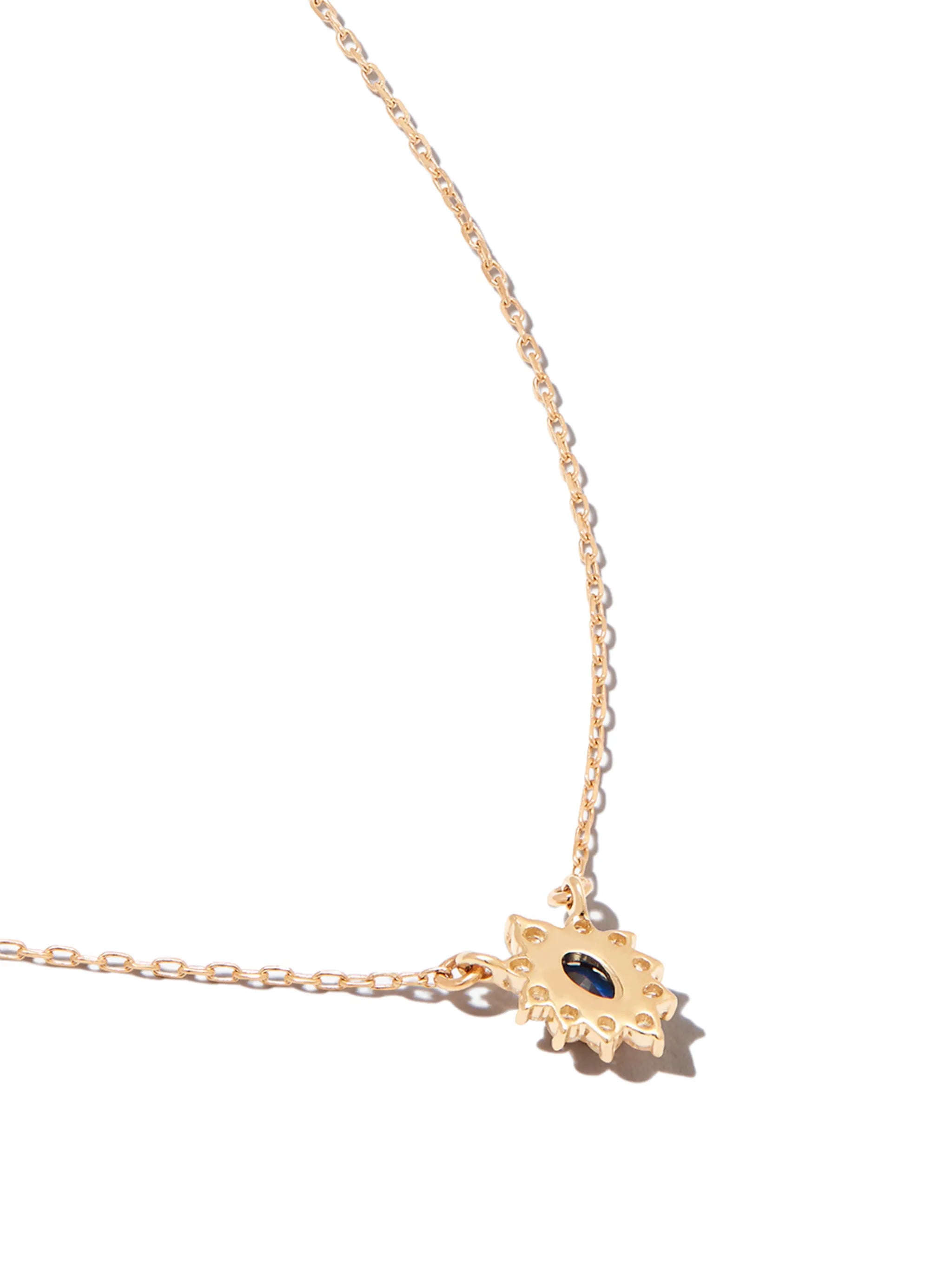 14kt yellow gold diamond and sapphire Diana pendant necklace