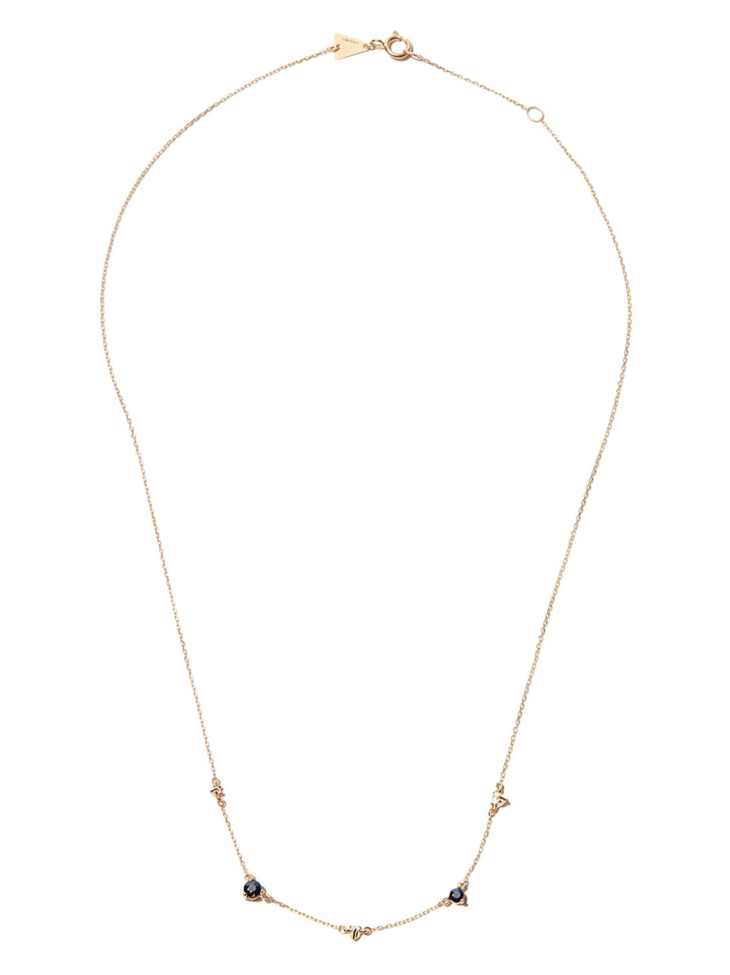 14kt yellow gold Diana Amigos Station sapphire diamond necklace