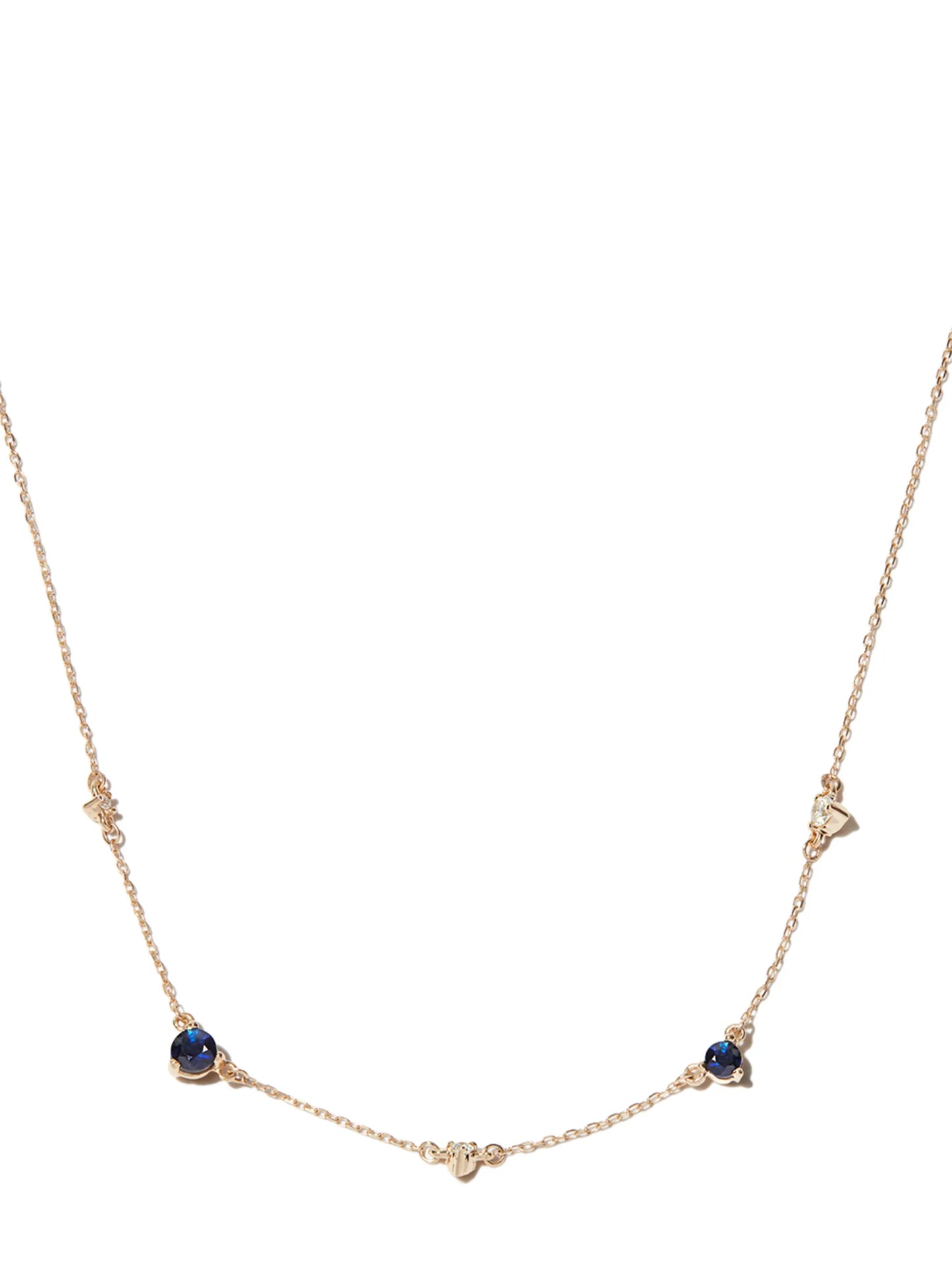 14kt yellow gold Diana Amigos Station sapphire diamond necklace