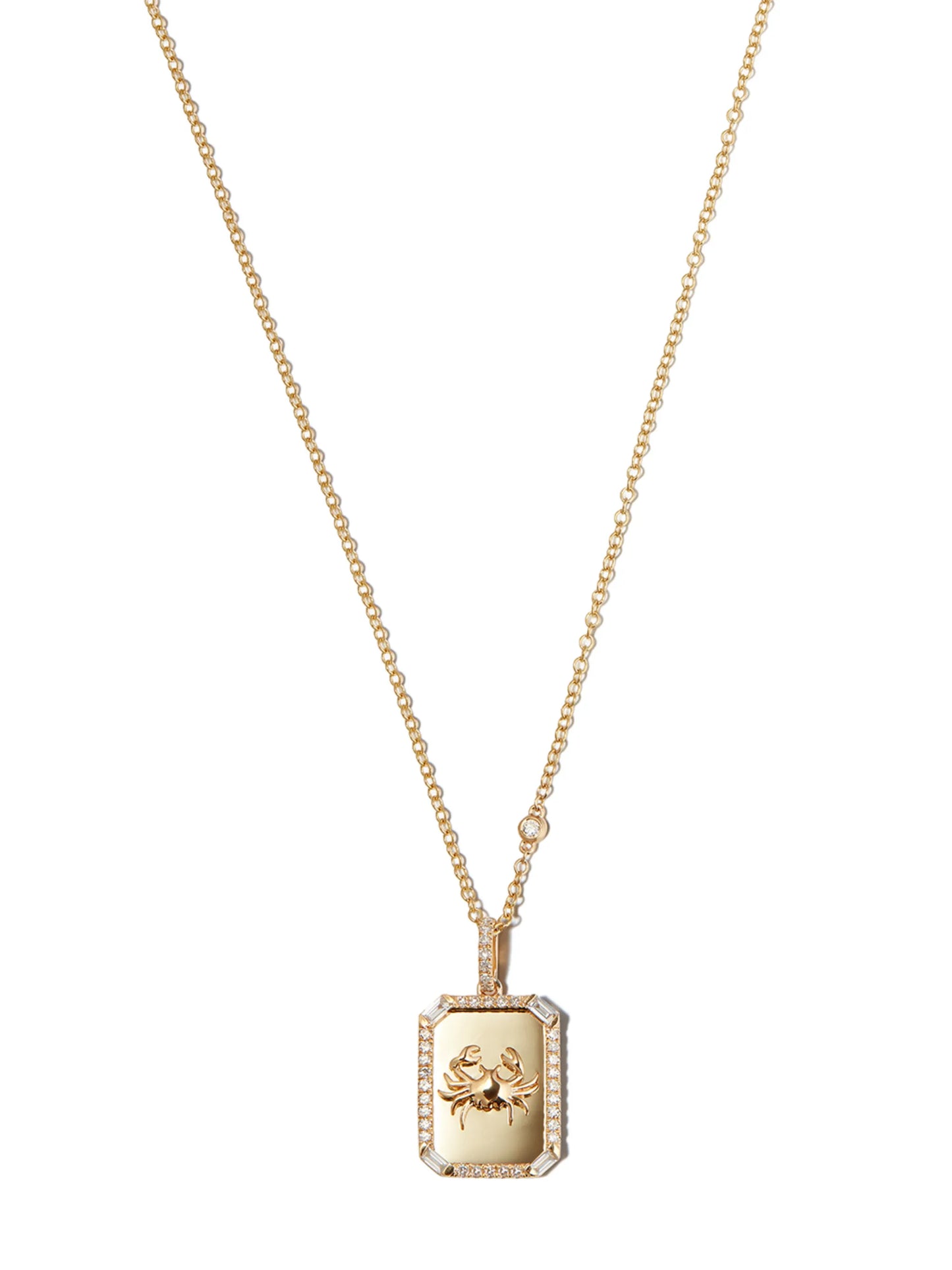 18kt yellow gold Zodiac Mini Nameplate diamond necklace