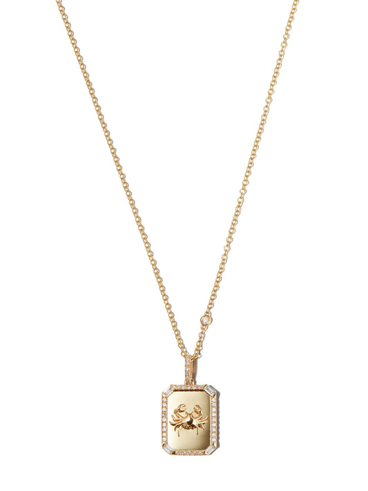 18kt yellow gold Zodiac Mini Nameplate diamond necklace