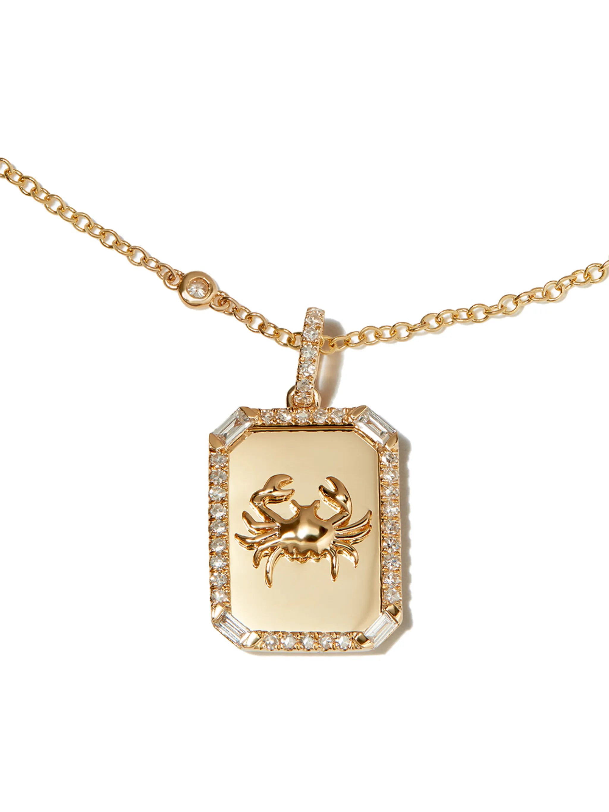 18kt yellow gold Zodiac Mini Nameplate diamond necklace