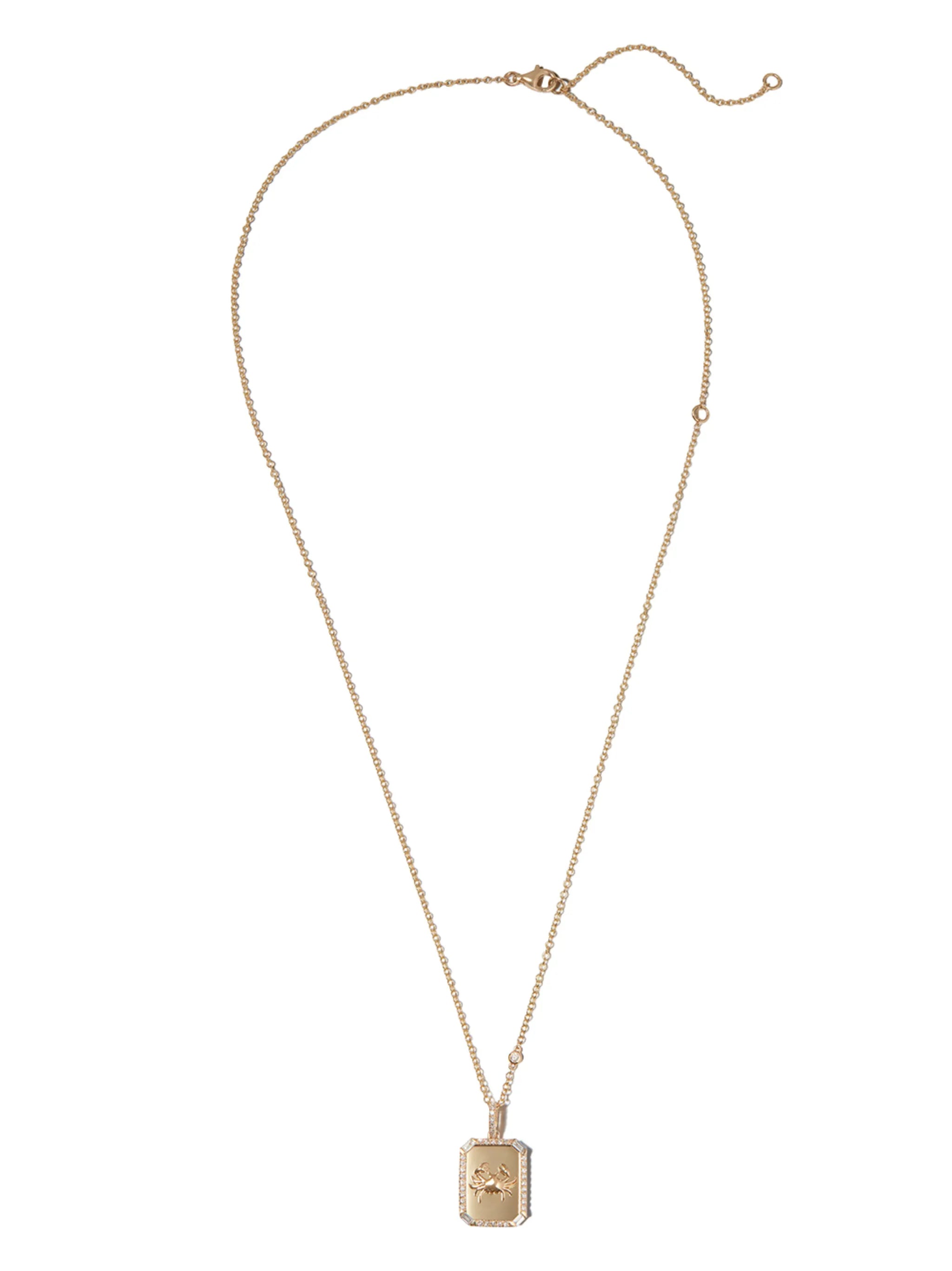 18kt yellow gold Zodiac Mini Nameplate diamond necklace