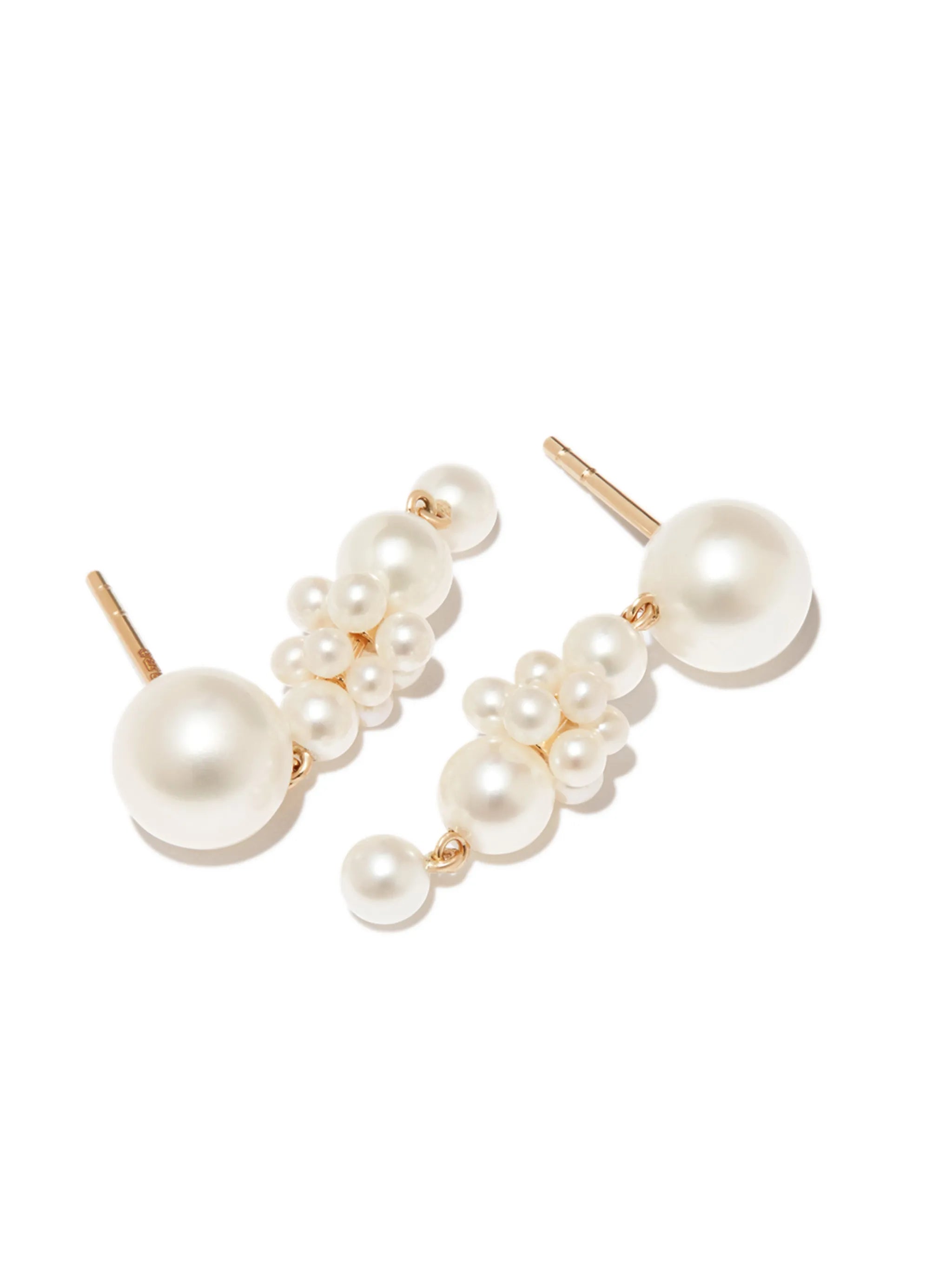 14kt yellow gold Petite Tulip pearl drop earrings