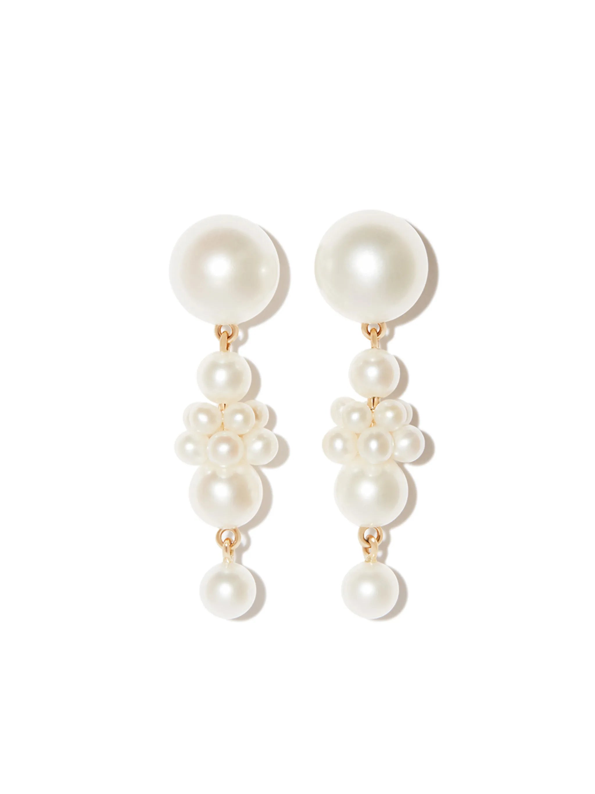 14kt yellow gold Petite Tulip pearl drop earrings