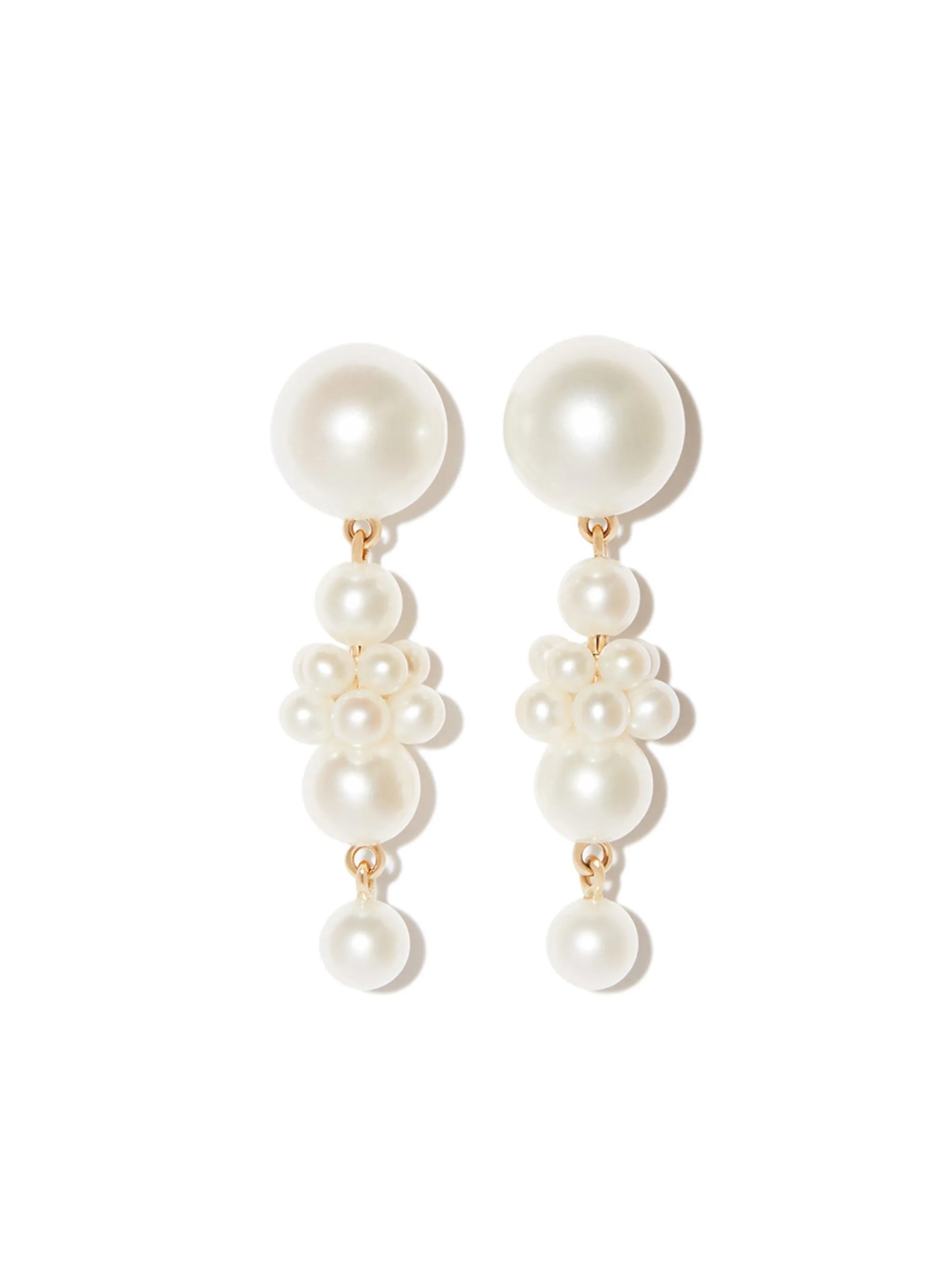 14kt yellow gold Petite Tulip pearl drop earrings