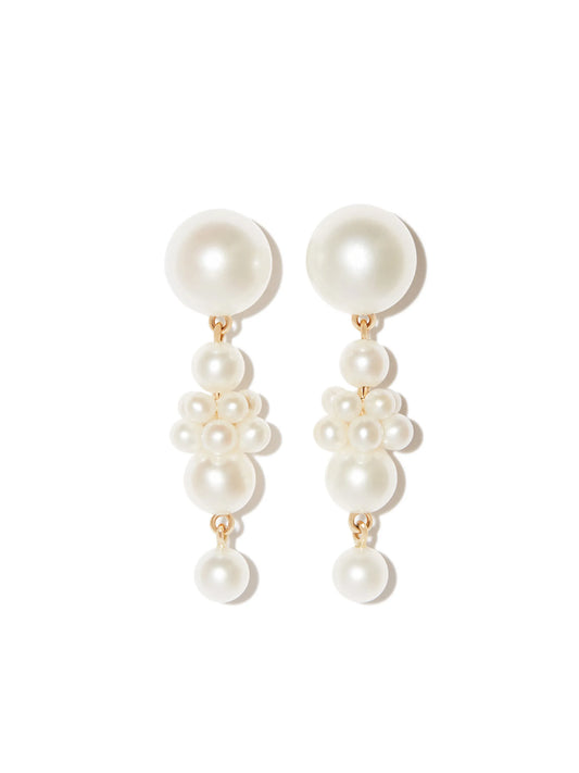 14kt yellow gold Petite Tulip pearl drop earrings
