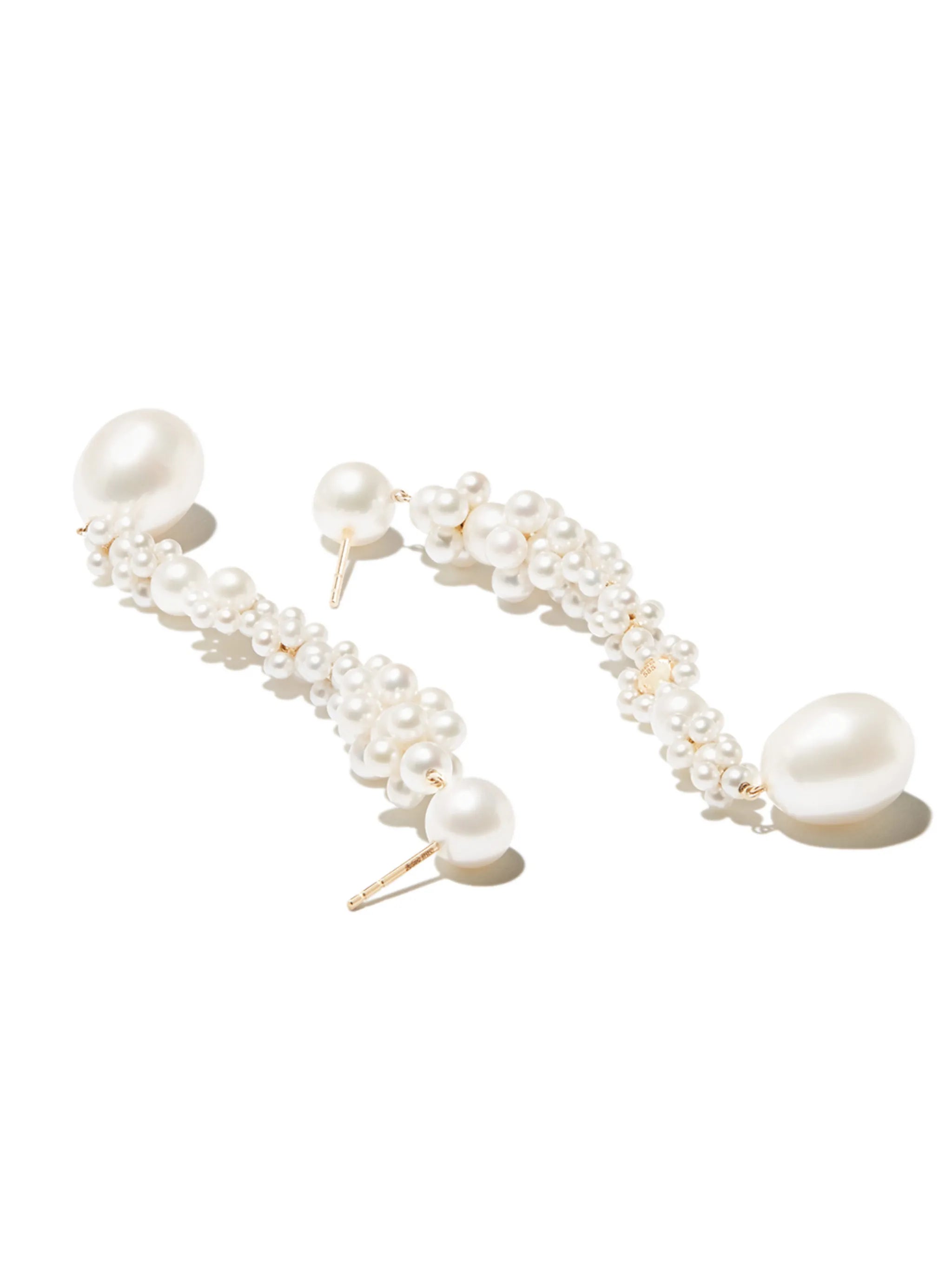 14K yellow gold Grand Bellis pearl drop earrings