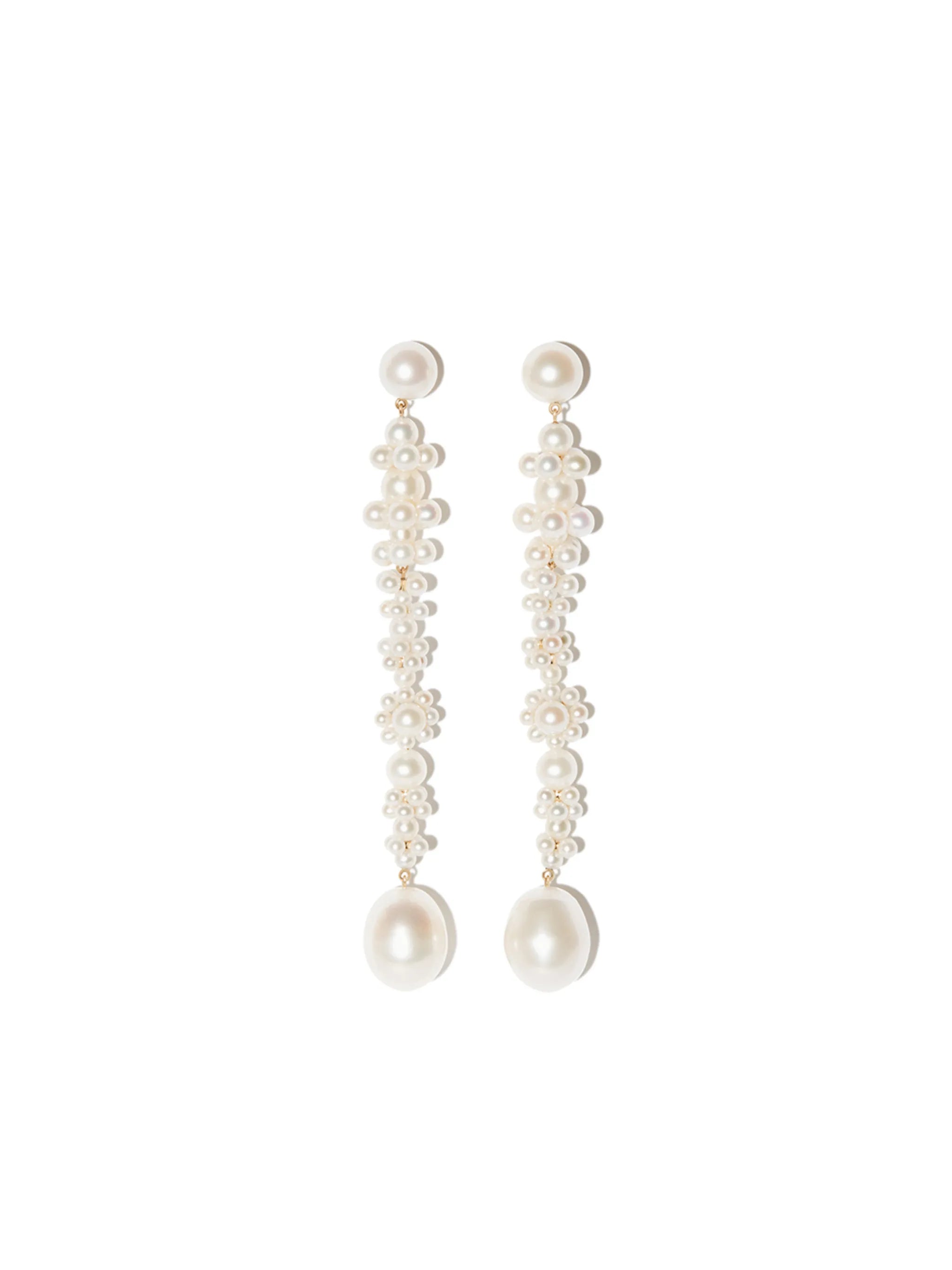 14K yellow gold Grand Bellis pearl drop earrings
