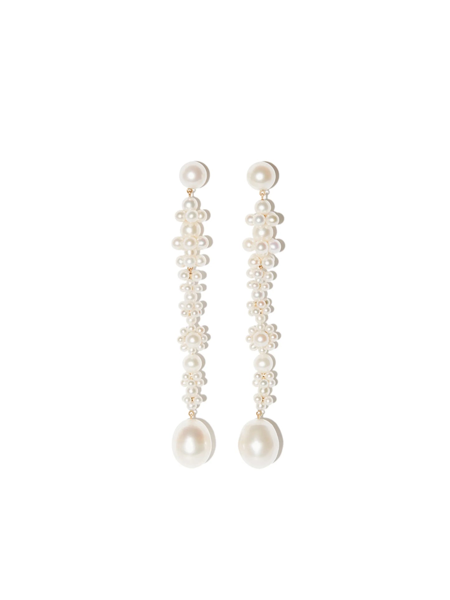 14K yellow gold Grand Bellis pearl drop earrings