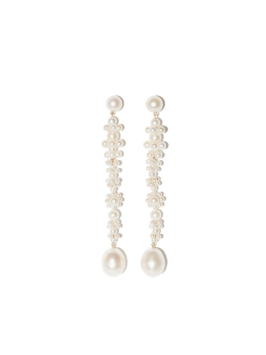 14K yellow gold Grand Bellis pearl drop earrings